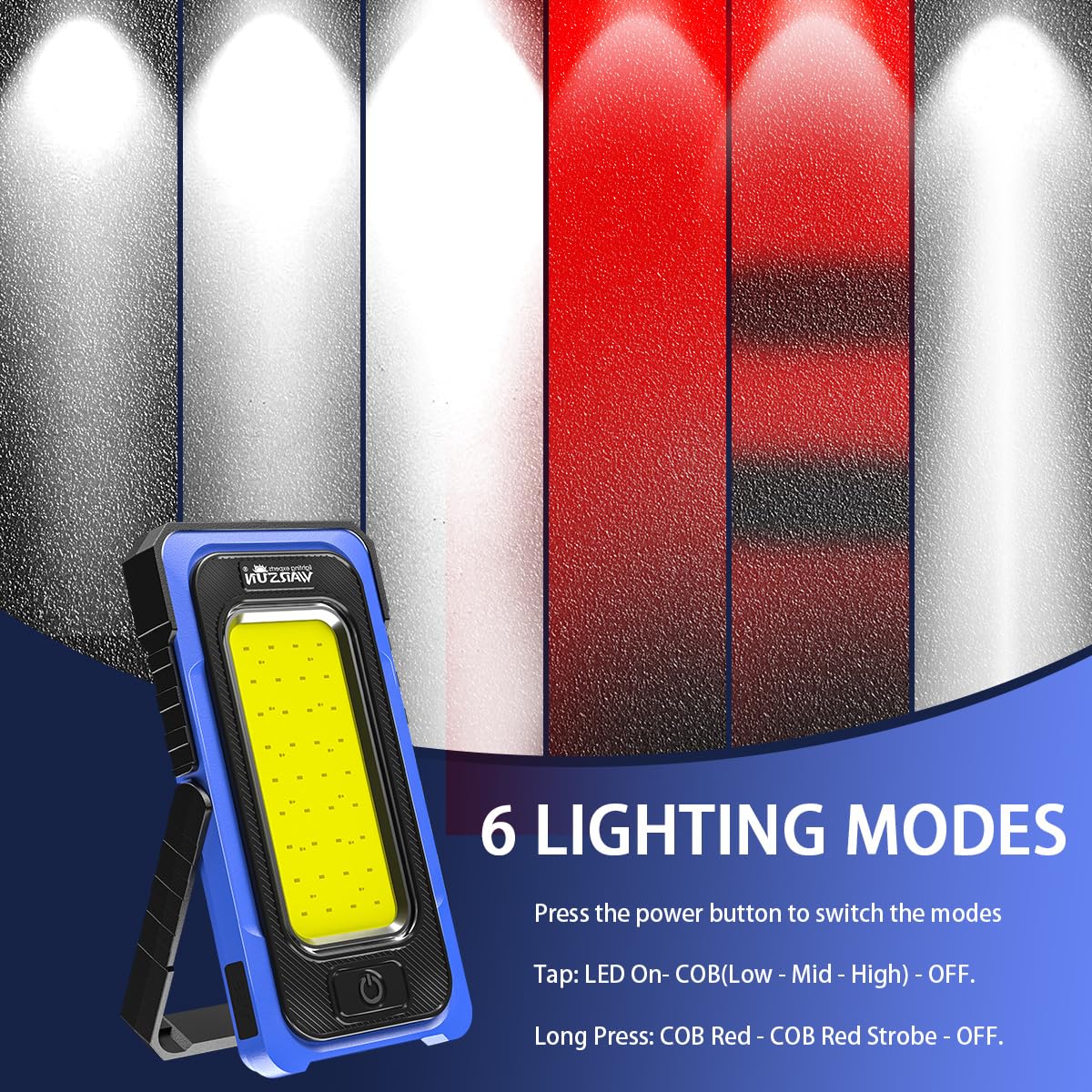 WARSUN Led Work Light Rechargeable, Portable Magnetic Work Light, LED Flood Light Waterproof for Outdoor Camping Hiking Emergenc