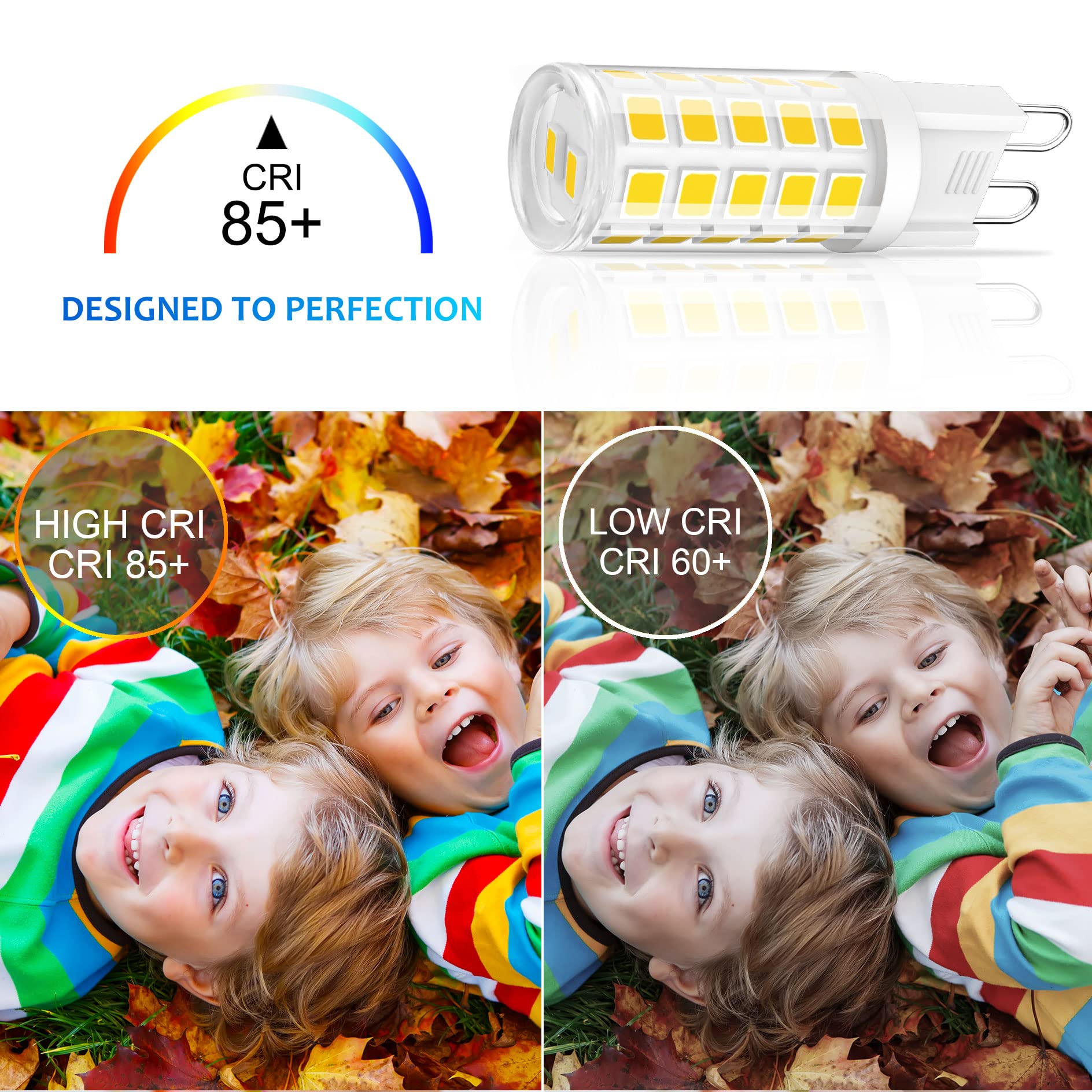 Golspark 10 Pack G9 Led Light Bulb 4000K Natrual Daylight 4W (40 Watts Halogen Replacement), T4 G9 Bi Pin Ceramic Base Light Bul