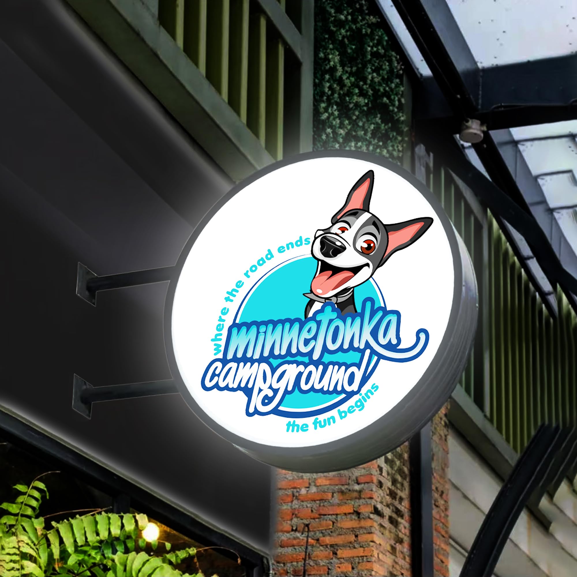 JEMESI Custom LED Double Sided Light Box, 2inx15in, Round Outdoor Sign, 11 Colors