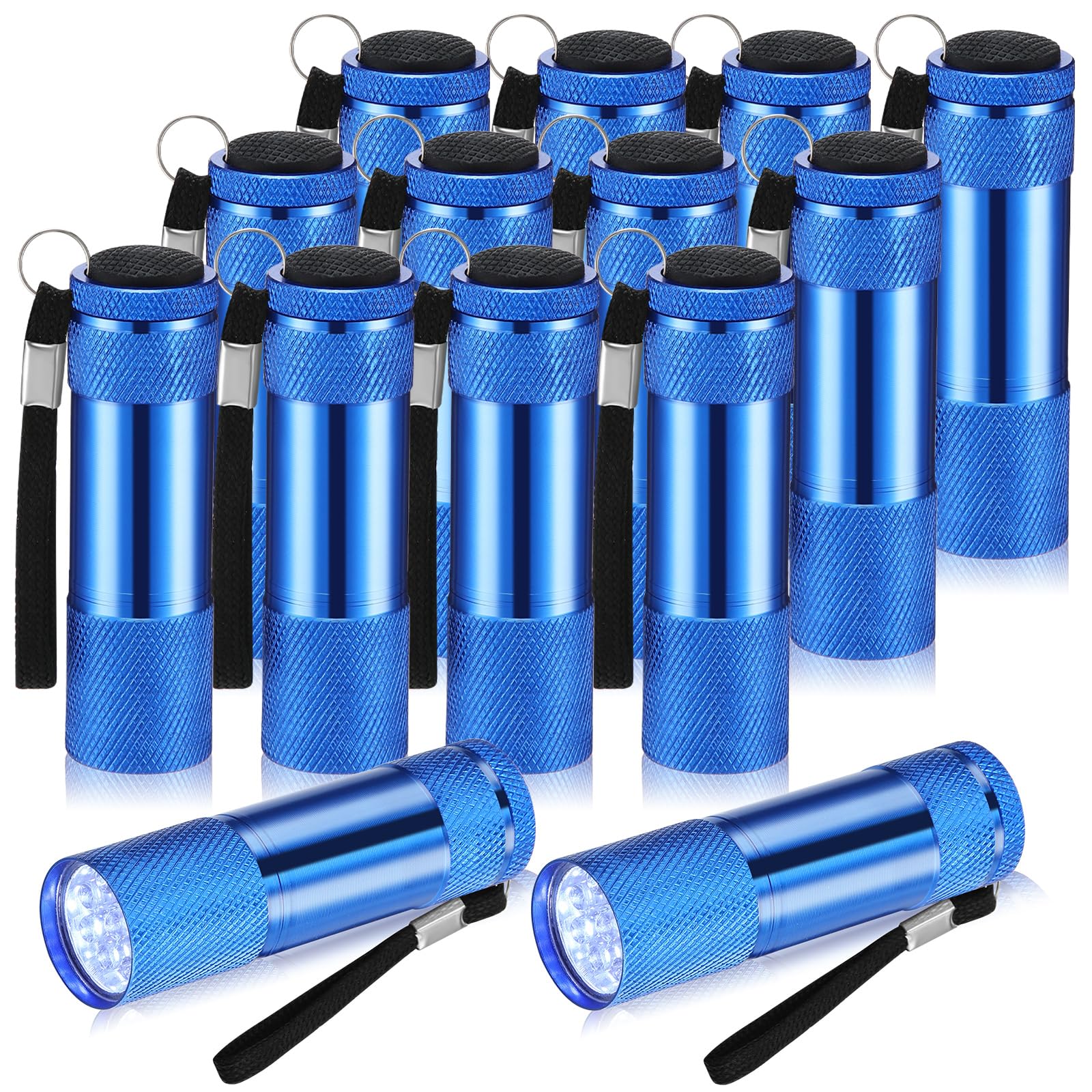 VIHOSE Mini Flashlights, 12 Pcs Bulk, Bright Aluminum LED, Small Size, Blue