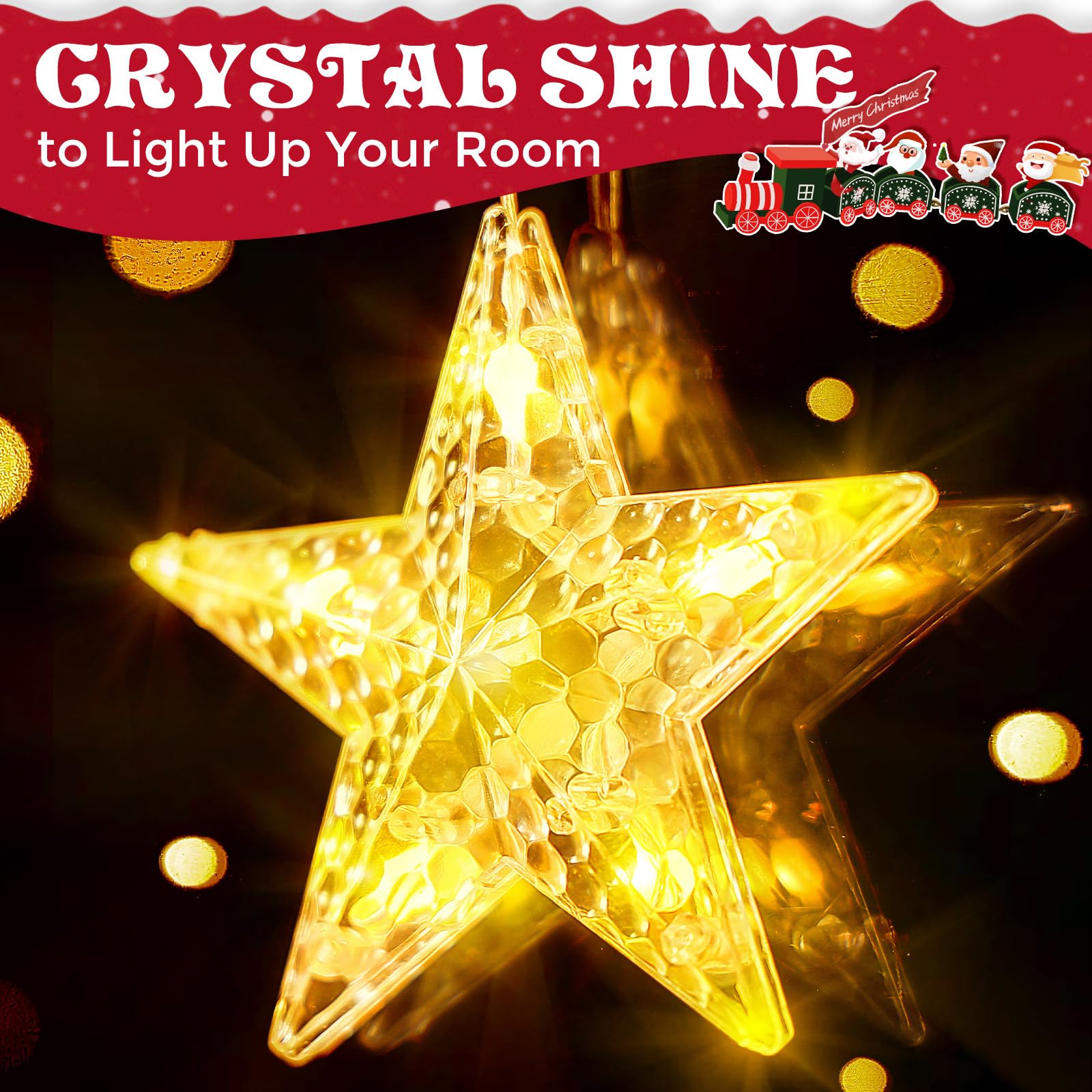 Marchpower Led Christmas Window Star Lights - 2Pack Dreamy Catch Star Decoration Battery Operated 8Modes With Timer Hanging Xmas Lights For Indoor Outdoor Glass Window Wall Wedding Party Holiday Decor