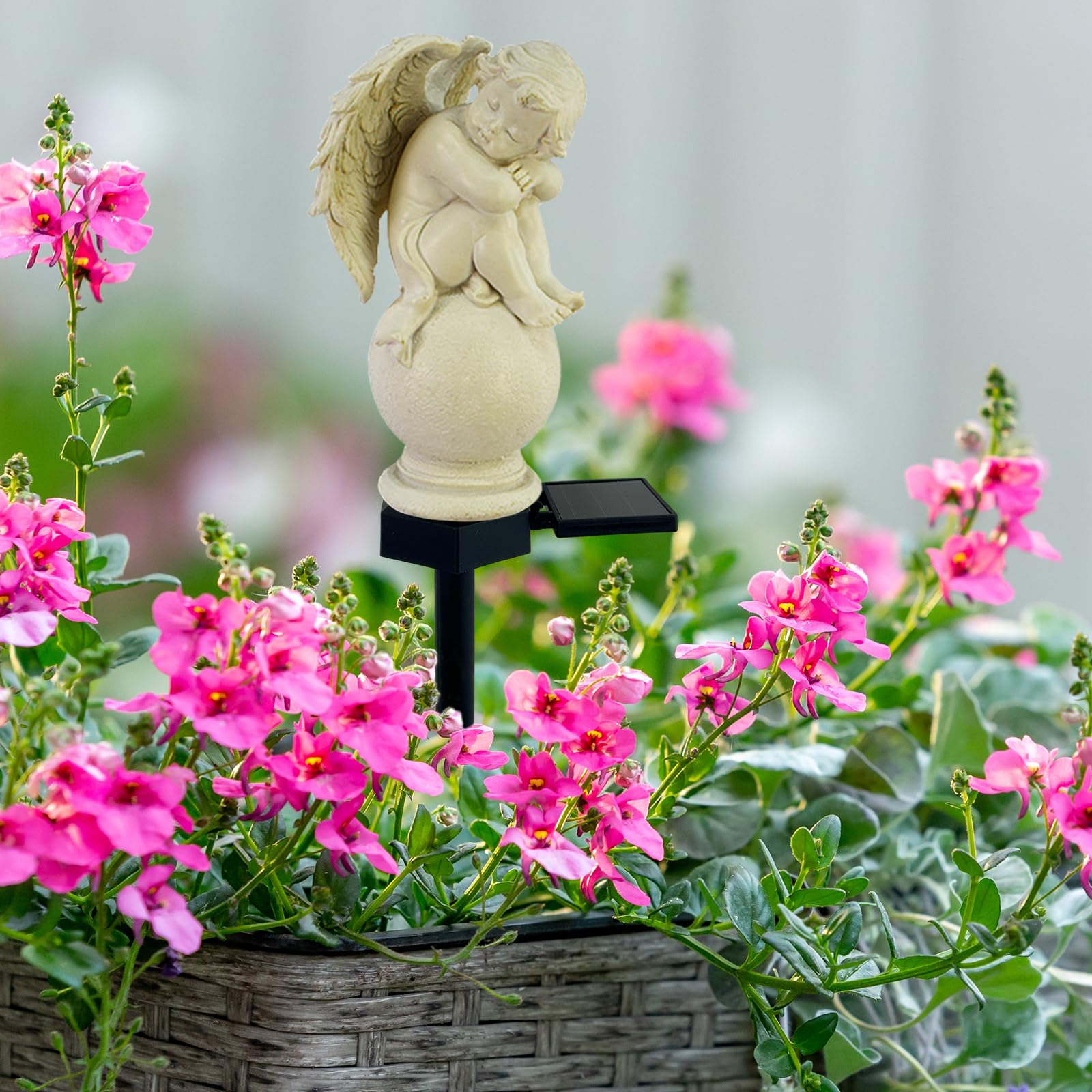 LAIAMER Solar Light - Waterproof Resin Garden Angel Statue, Sleeping Angel for Outdoor Patio, Yard, Lawn, Gravesite Decor