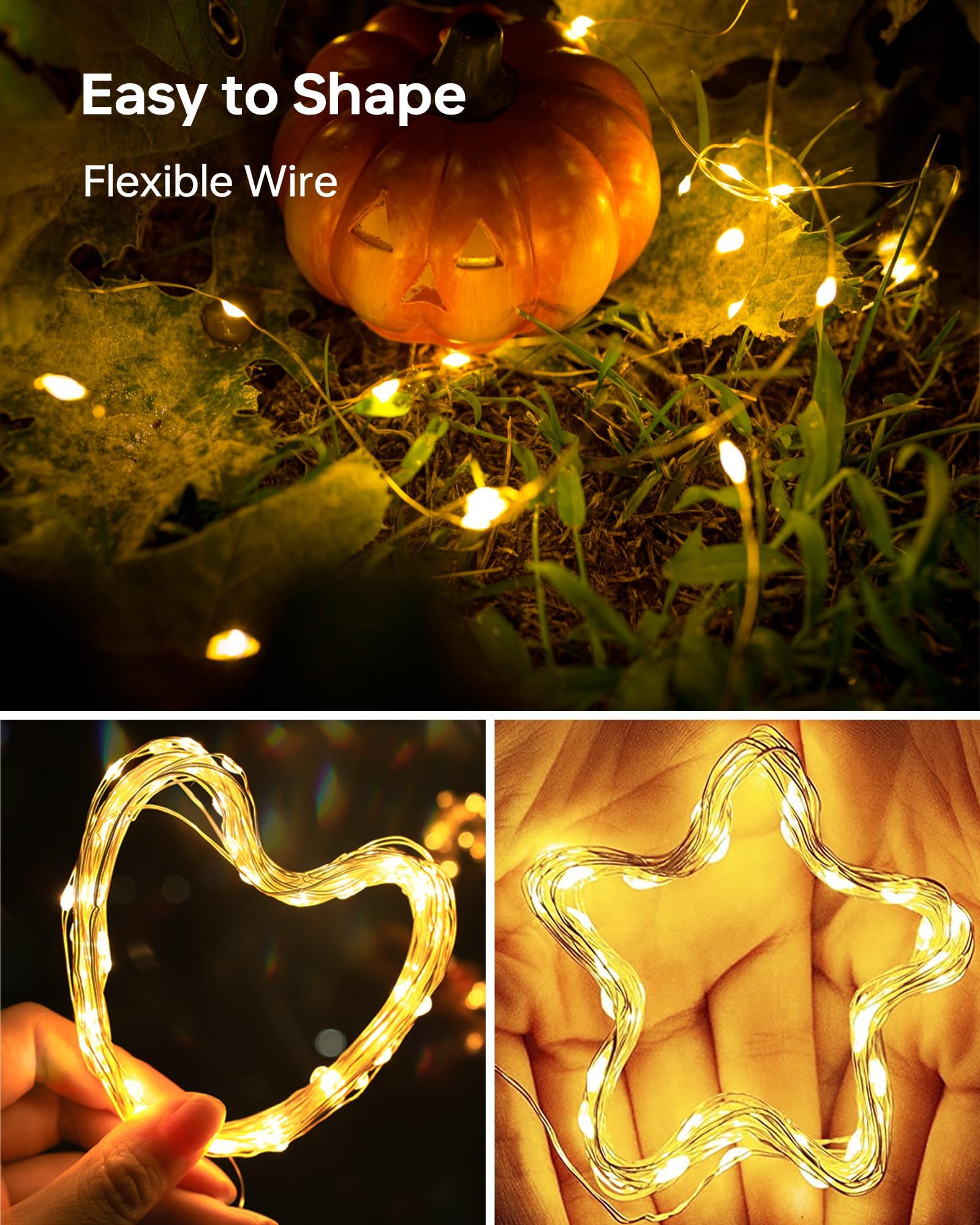 Aozope 20 Pack Fairy Lights, 7Ft Waterproof Copper Wire Led String Lights, Warm & Cool White