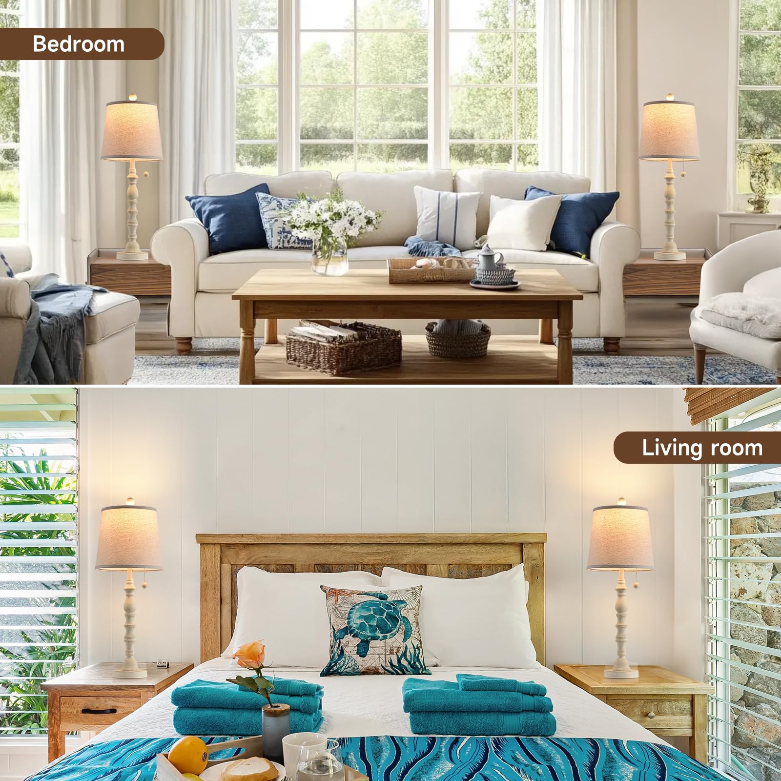 Lamps Set Of 2 Modern Farmhouse Table Lamp Bedside Reading Lamps Living Room End Tables Set Lamp For Night Stands Bedroom Night