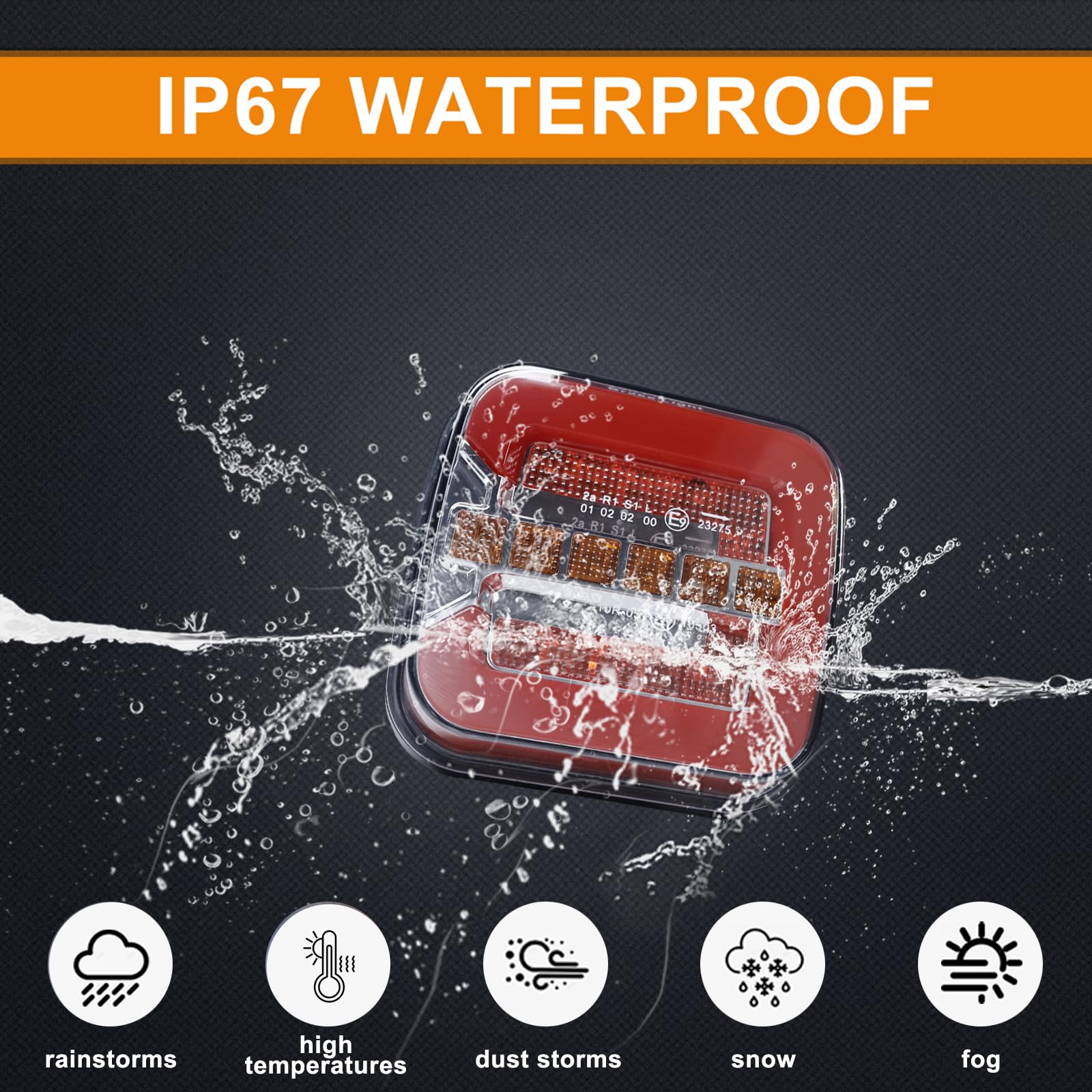 yuksood Wireless Trailer Light Kit - Magnetic, Rechargeable, Waterproof IP67, Red, Model zy-5023B for Trucks, RVs, Boats