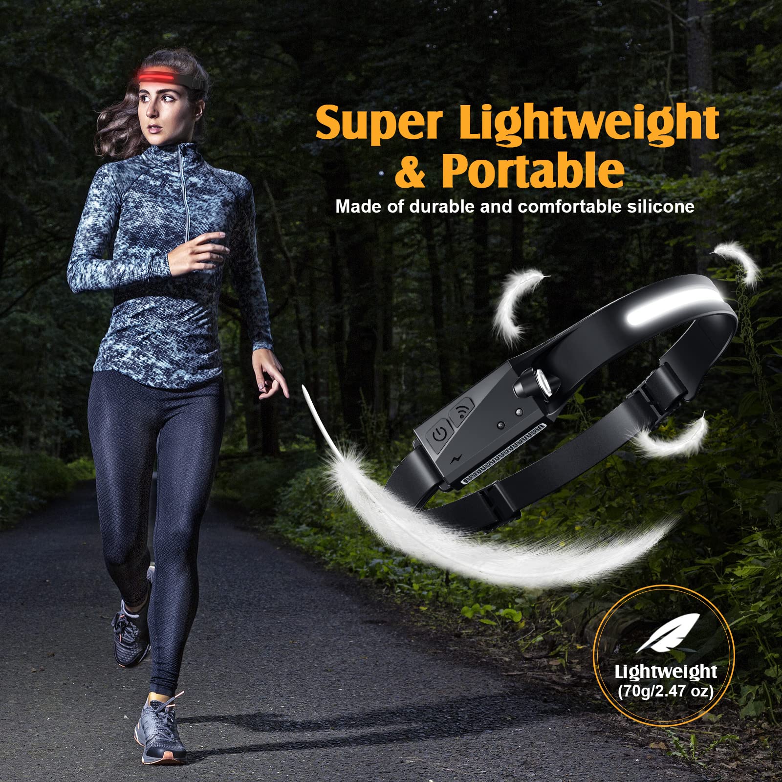 Xflyee Led Headlamp Rechargeable, 230° Wide Beam, 6 Modes, Ipx4 Waterproof, Deep Black, Model W678-3, Ideal For Outdoor Activities