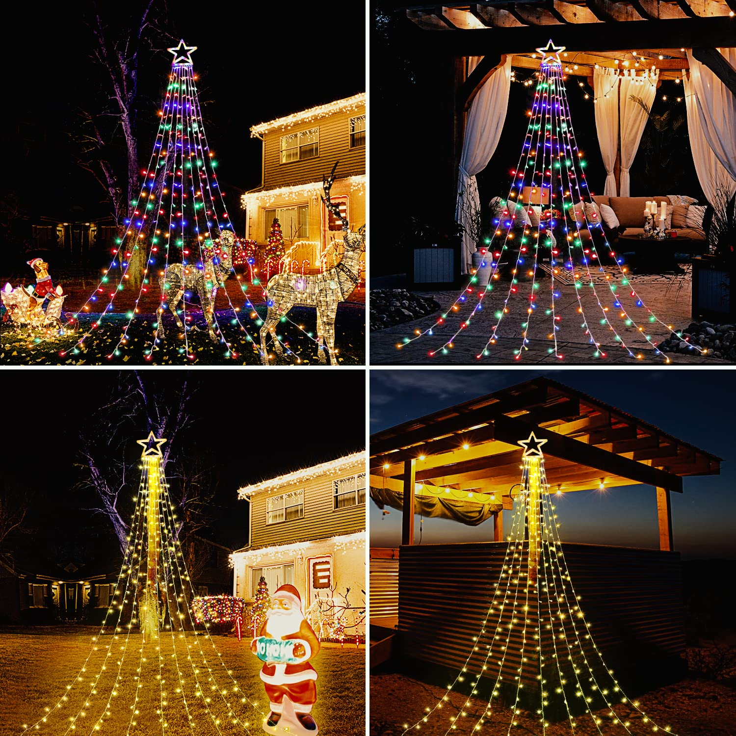 Qulist Christmas Decoration Color Change Star Lights Outdoor,317 Led 16.4Ft Christmas Tree Toppers String Lights[11 Modes& Waterproof] For Halloween Xmas New Year Holiday Birthday