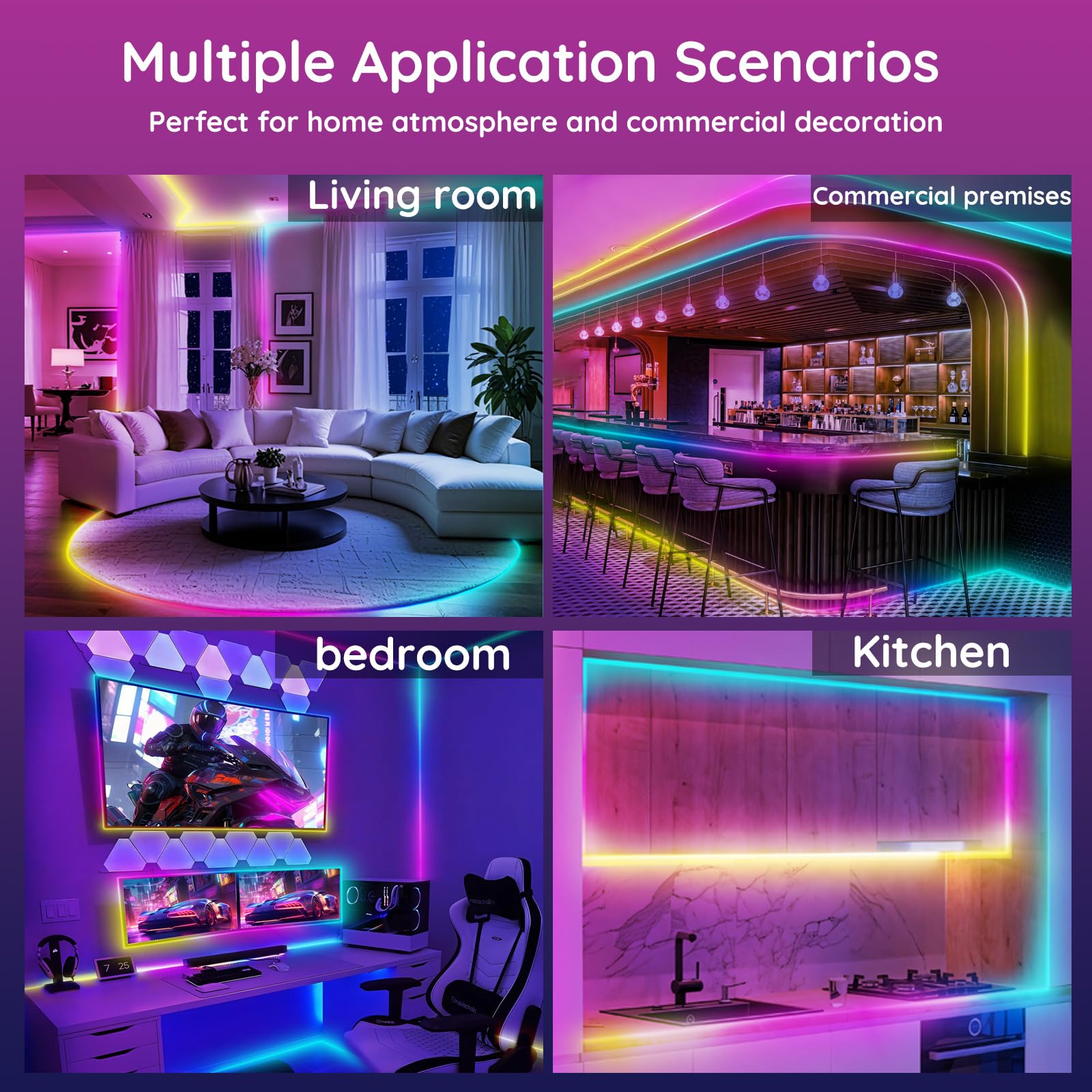 FBZ 20Ft Neon Rope Lights, RGB LED with App/Remote Control, Waterproof, Music Sync for Bedroom Decor