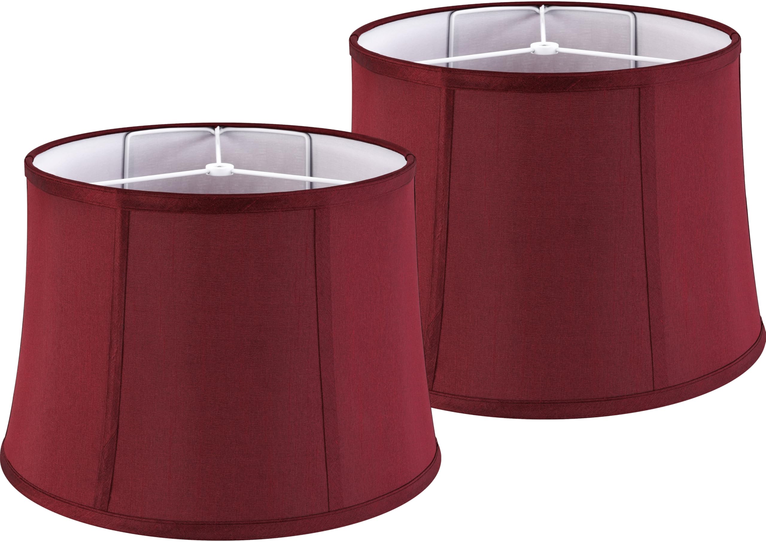 GOSO Red Lamp Shades Set of 2 Large Drum,12x14x10 inch Spider Vintage Lamp Shade for Floor Lamps Table Lamp,Natural Faux Silk Fa