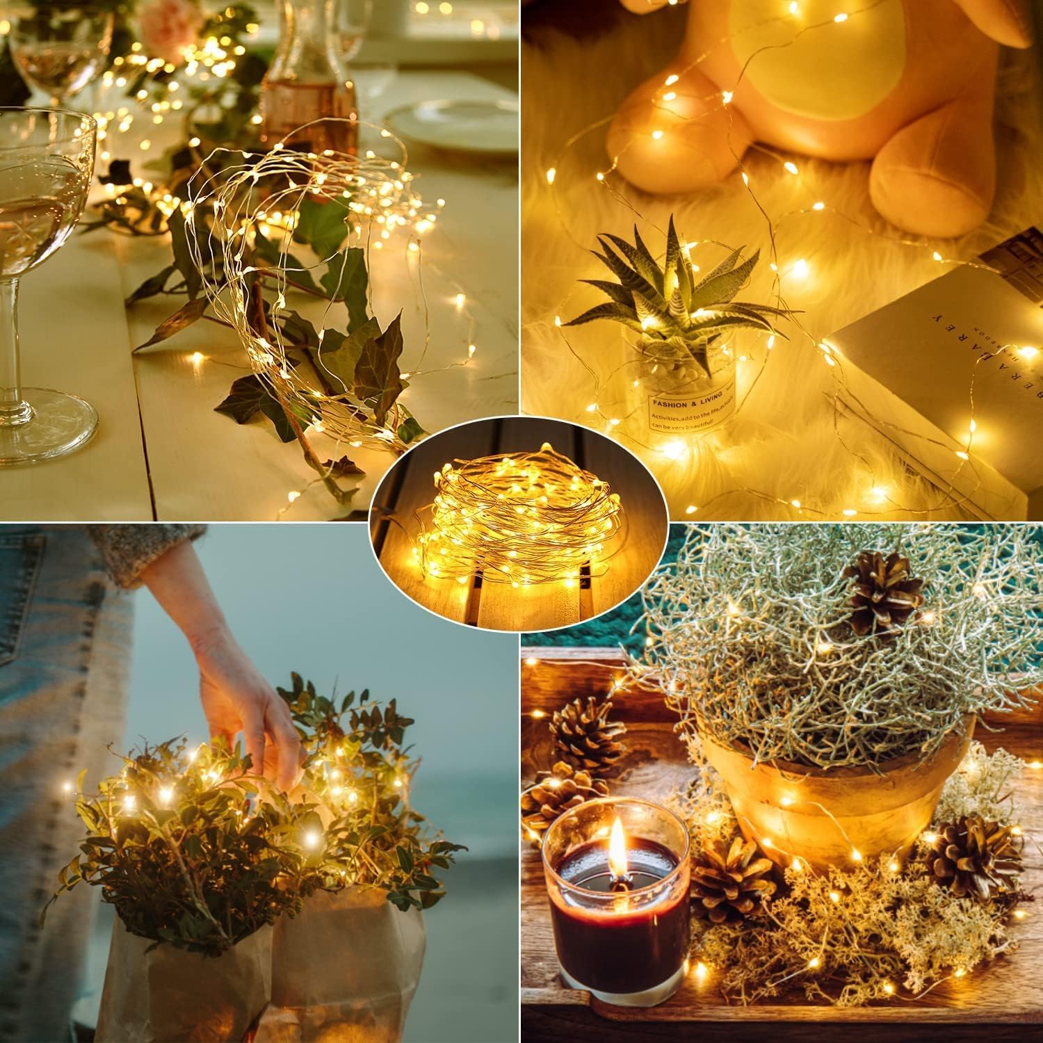 Brightown Fairy Lights Battery Operated 18 Pack - 7ft Mini LED Lights for Crafts DIY Garlands Jars Table Centerpiece Wedding Pla