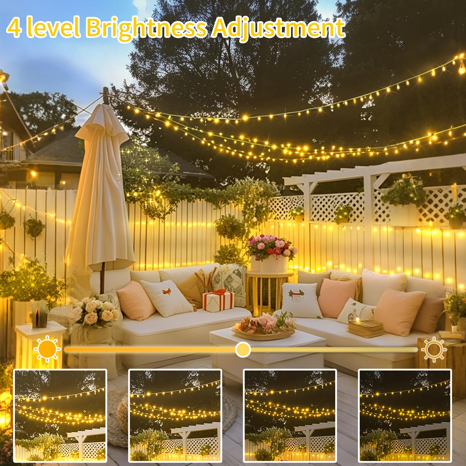 ROADAYLY Christmas Lights, 196FT 500 LED Warm White Outdoor Waterproof String Lights with Timer, Green Wire