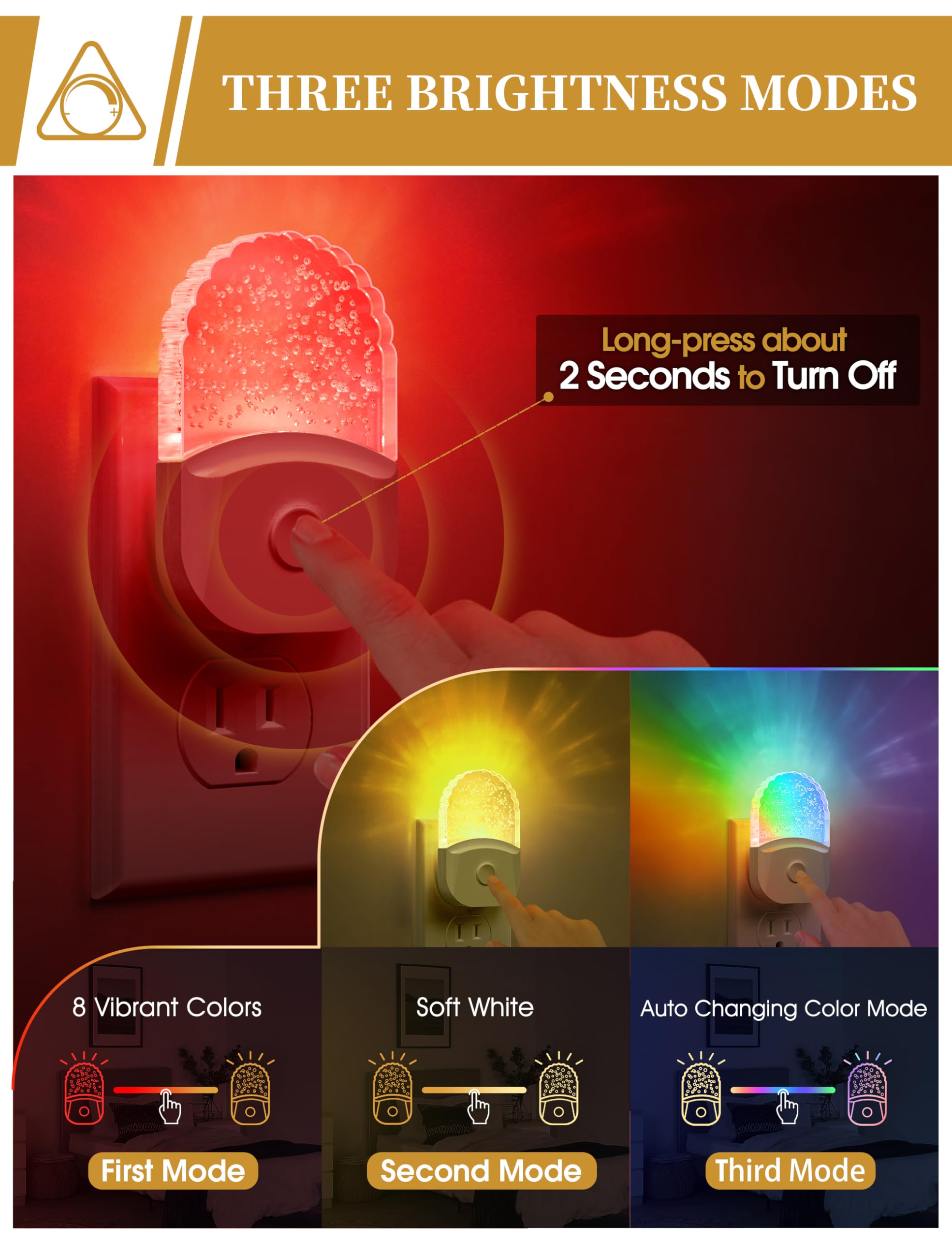 Doresshop Plug In Night Light, 8-Color Rgb Led Night Light, Night Lights Plug Into Wall, Night Light For Kids, 4Pack Color Chang