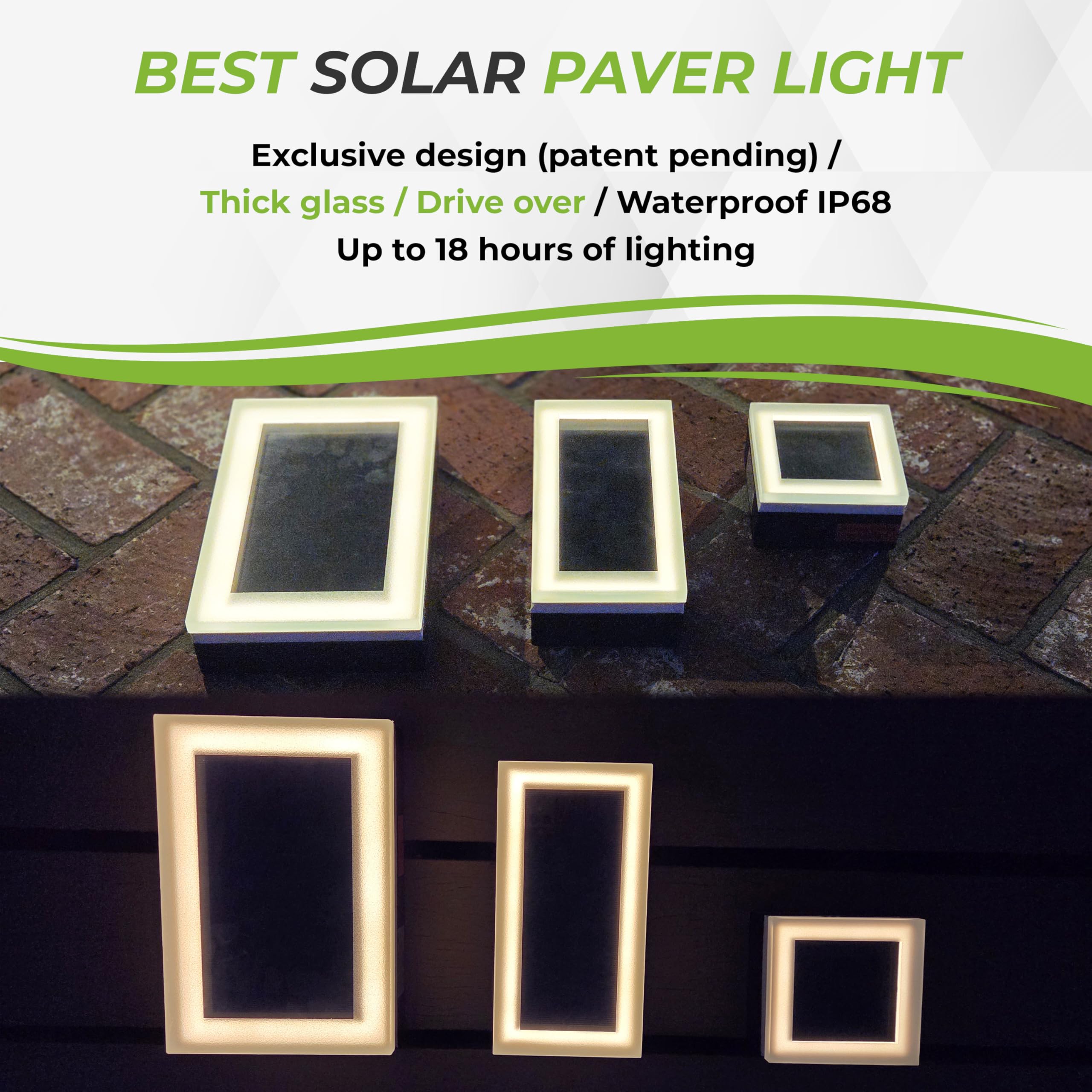 Lumengy Solar Paver Light 6?9 Inch  2700K  Up To 20 Hours Continuous Lighting  Stainless Steel  Thick Glass  Glare-Free Illumination For Driveways  Pathways & Garden  Waterproof & Drive-Over Rated