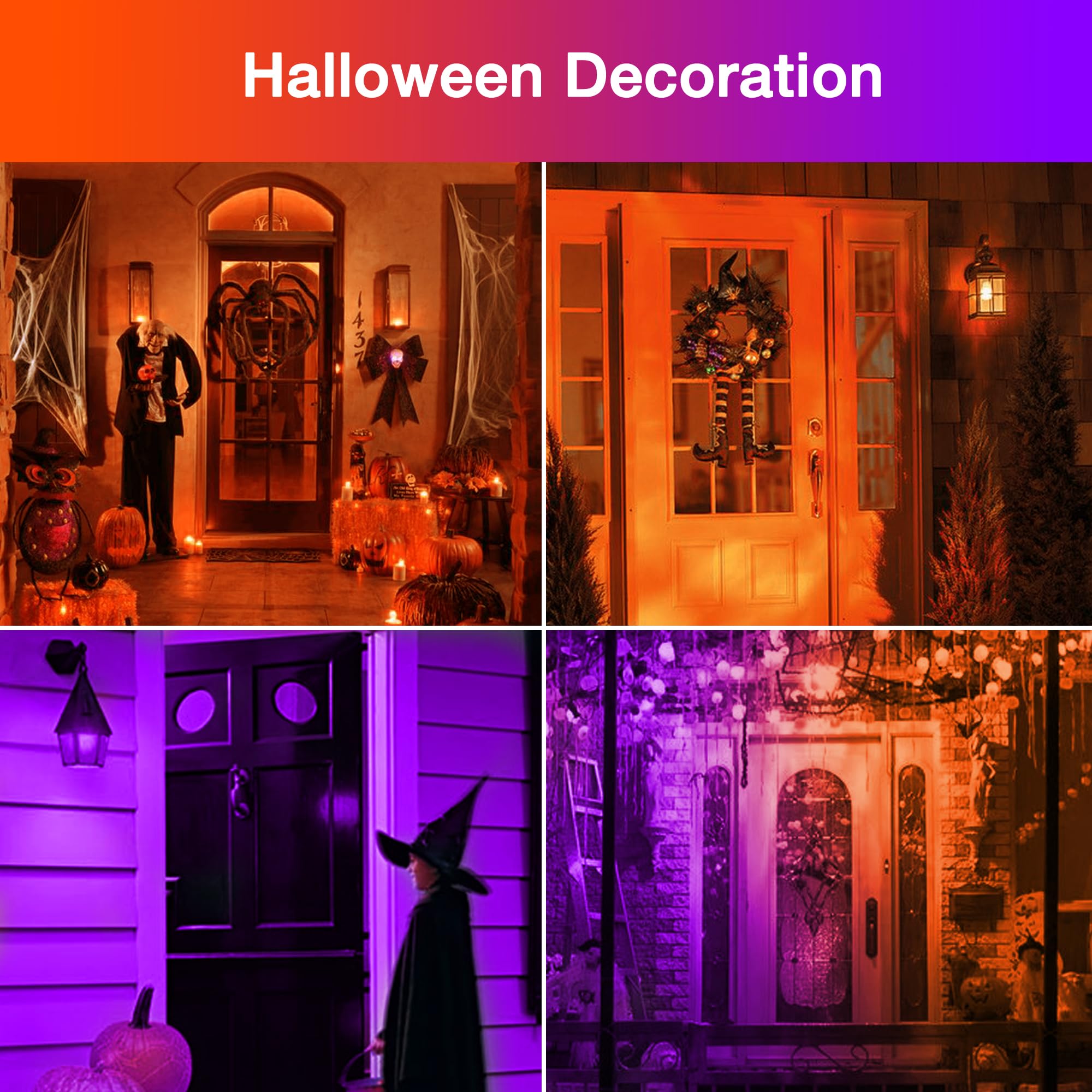 Flaspar 4 Pack Halloween Light Bulb  Led A19 Orange Purple Light Bulbs  Led Orange Light 9W (60W Equivalent) E26 Base Colored Light Bulbs For Halloween Party Decoration  Holiday Lighting Non-Dimmable