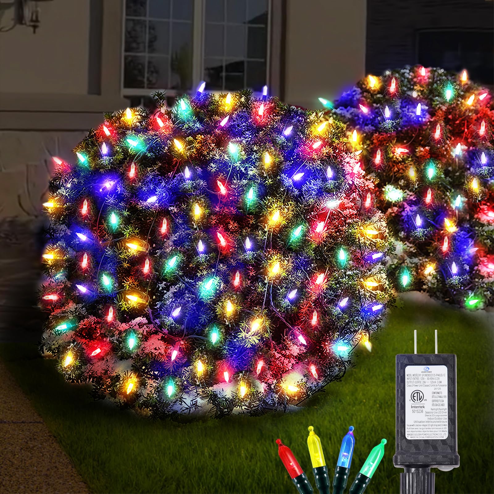 Neoclassy 120LED Christmas Net Lights, 5ft x 6ft, Multicolor, Connectable, 8 Modes, Waterproof, Black Wire, Model GP-SW290DC012