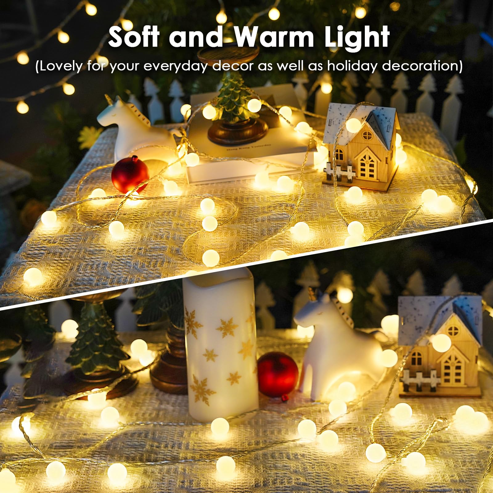 LORRYTE 300 LED Connectable String Lights, Warm White, 108ft, Waterproof, Remote & Timer, Model GP-SW290DC0209-IP44