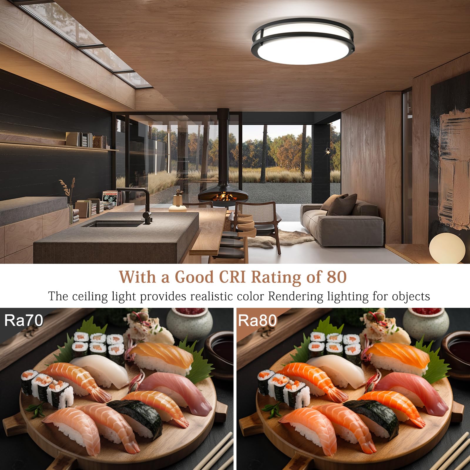 Elekeed 16Inch Led Ceiling Light Fixtures 2 Pack, 48W Flush Mount Ceiling Light, 4800Lm Super Bright Ceiling Mount Light, Dimmab