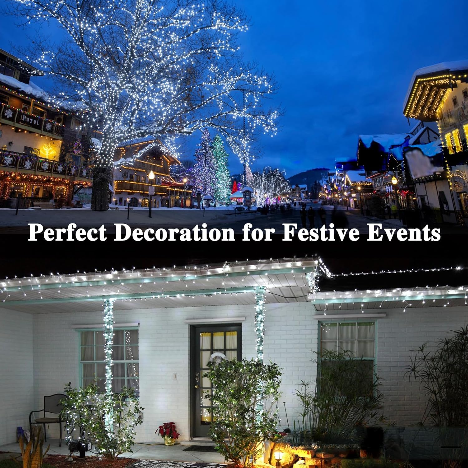 66 Ft 200 Led Christmas String Lights Outdoor/Indoor, Extendable Twinkle Fairy Lights Waterproof Clear Wire With 13 Modes For Ga