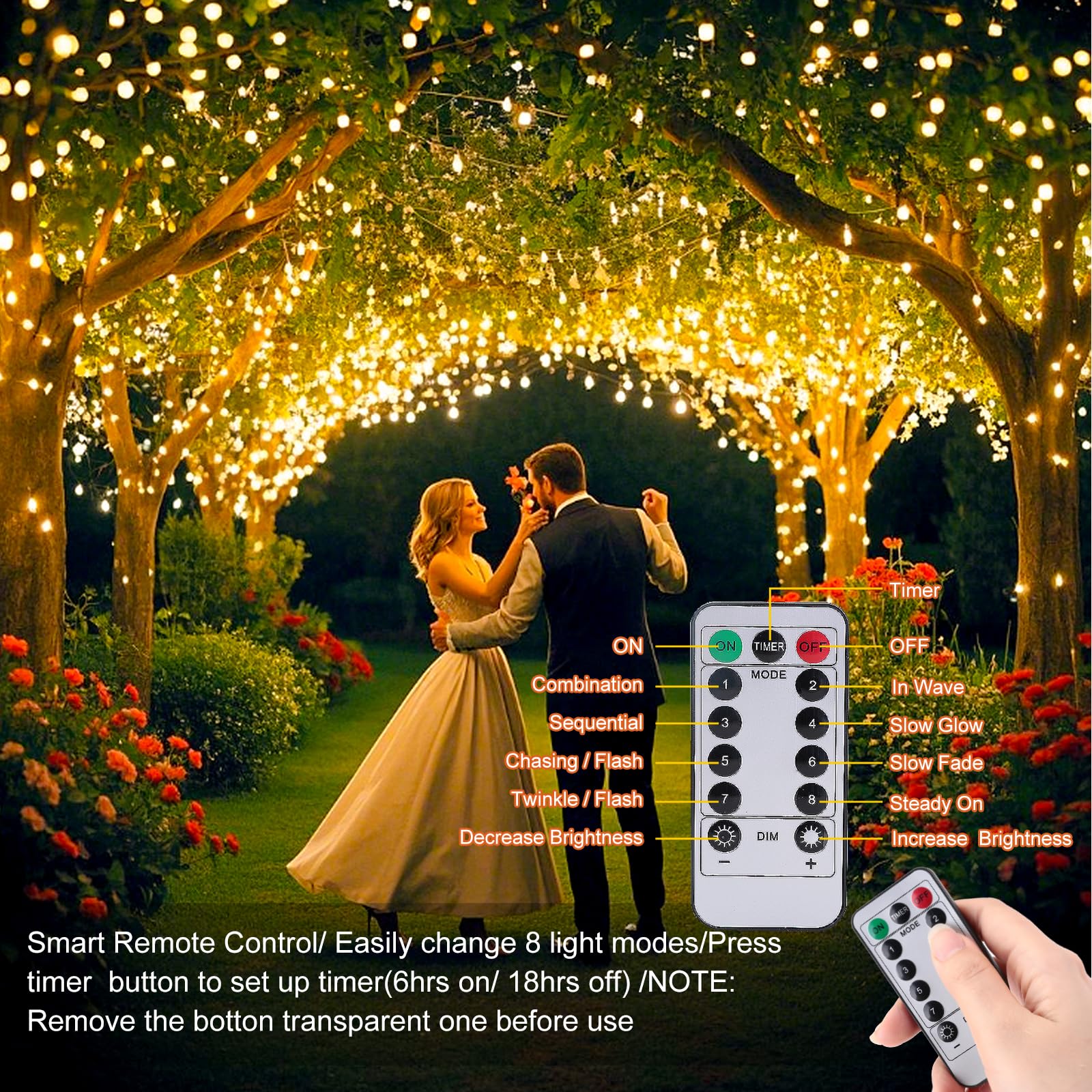 Ehome String Lights, Usb Fairy Lights Plug In With Remote & Timer 66 Ft 200 Led Twinkle String Lights Silver Wire Lights 8 Modes Outdoor Indoor Waterproof Starry Lights Diy Party Wedding, Warm White