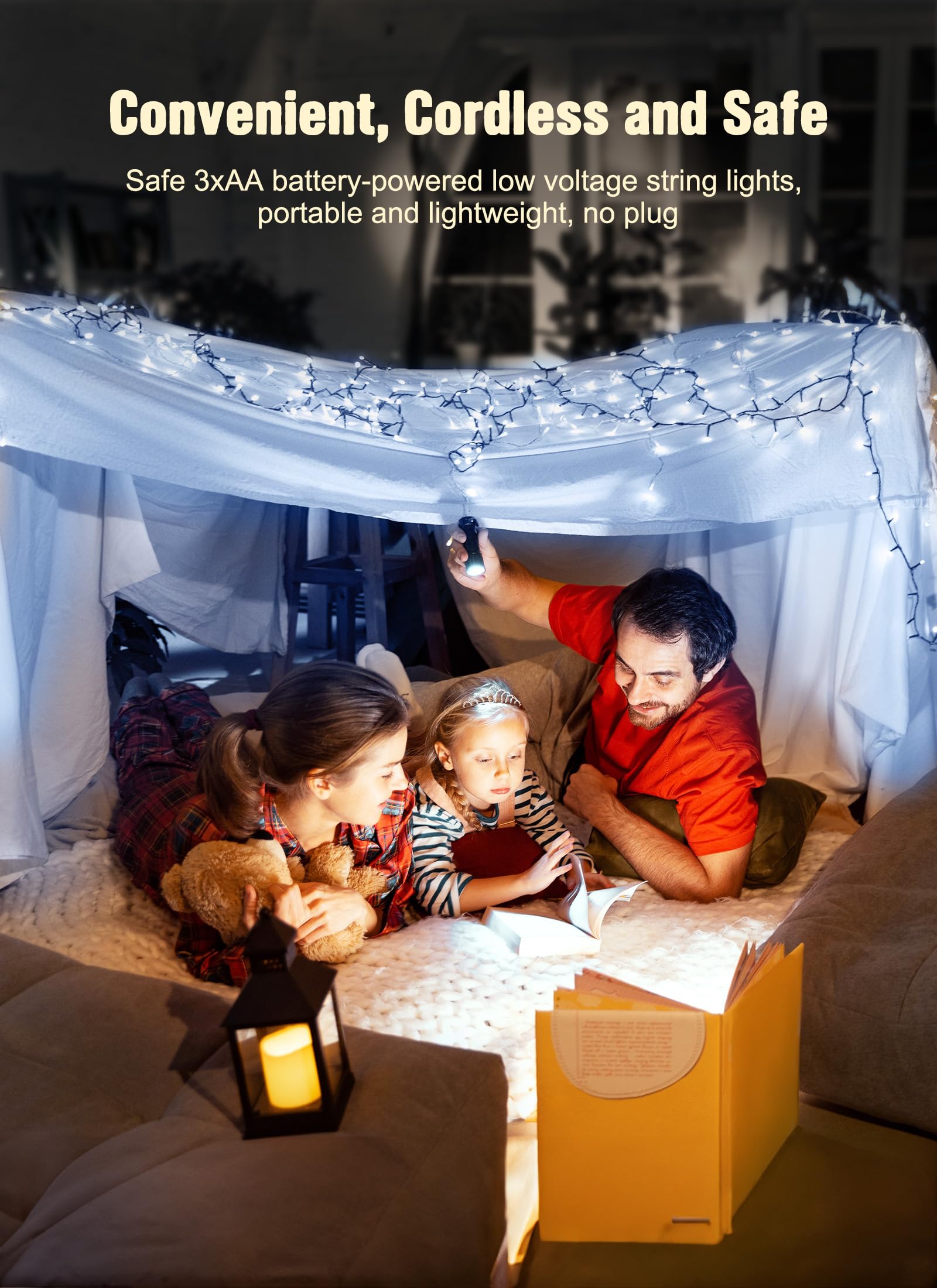 Brightown Battery Operated Christmas String Lights, 20 LED Mini Lights with Timer, 8ft, Pure White for Indoor/Outdoor Decoration