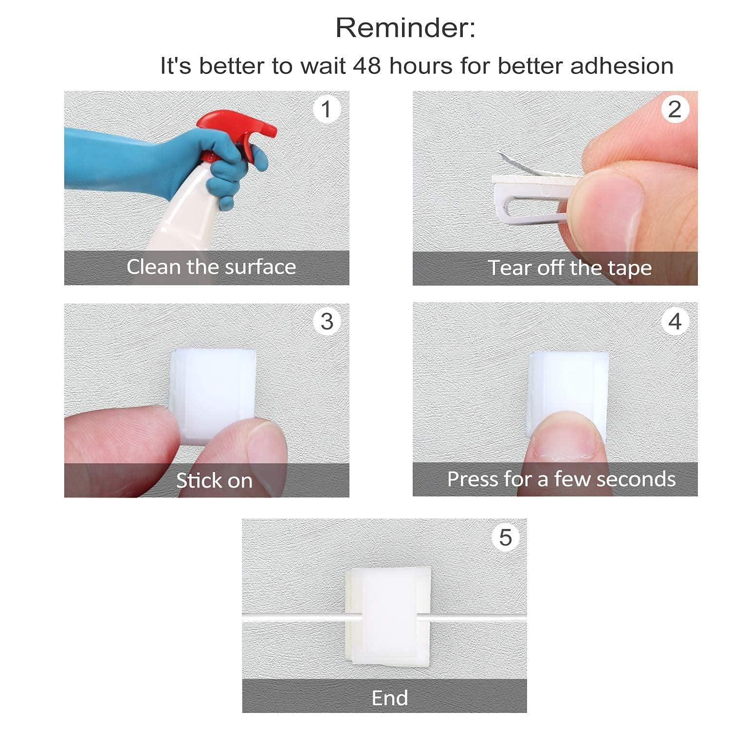 Petknows 80 Pcs Light Strip Mounting Clips White Self Adhesive Led Light Fasteners Mounting Holder Cable Clamp Organizer For 10M