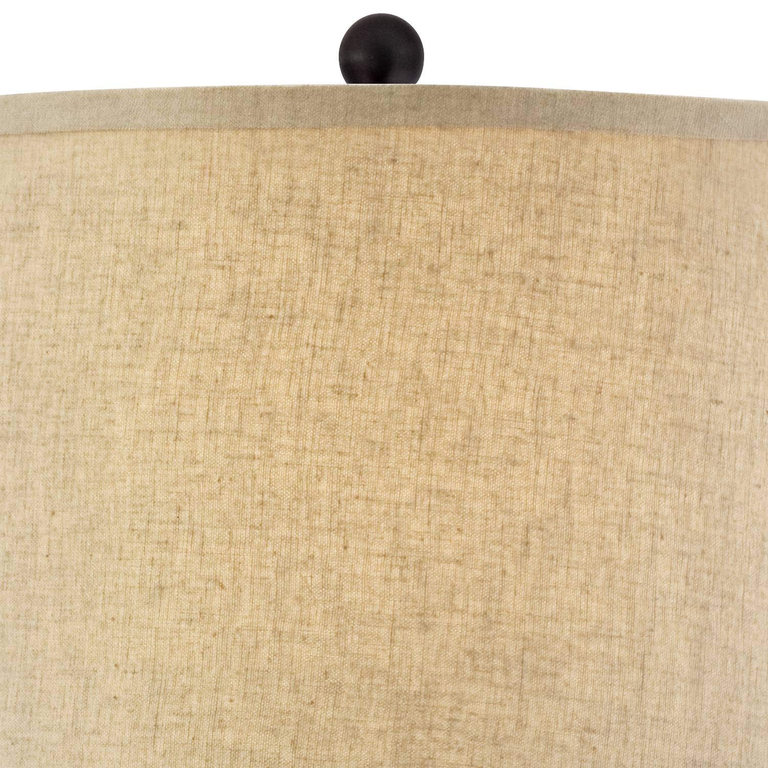 Regency Hill Tropical Table Lamp 29" Tall Beige Linen Drum Shade Faux Wicker for Living Room, Bedroom, Office, Entryway
