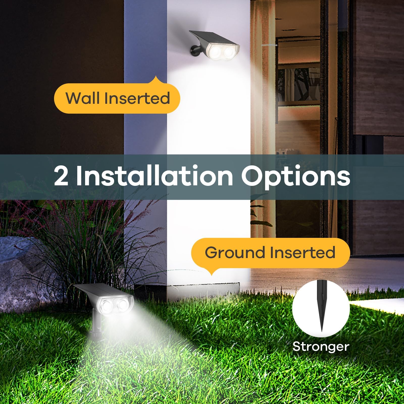 Linkind StarRay Solar Spot Lights, 16 LEDs, IP67 Waterproof, 6500K Daylight, 2 Pack, Model LL3700, for Garden & Walkway