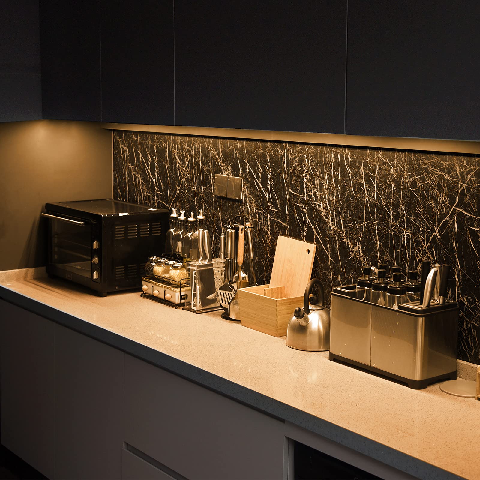 Under Cabinet Led Lighting Kit For Kitchen Cabinet Counters Shelf Closet. 6 Pcs 12 Inches Light Strip With Adapter Switch Dimmer