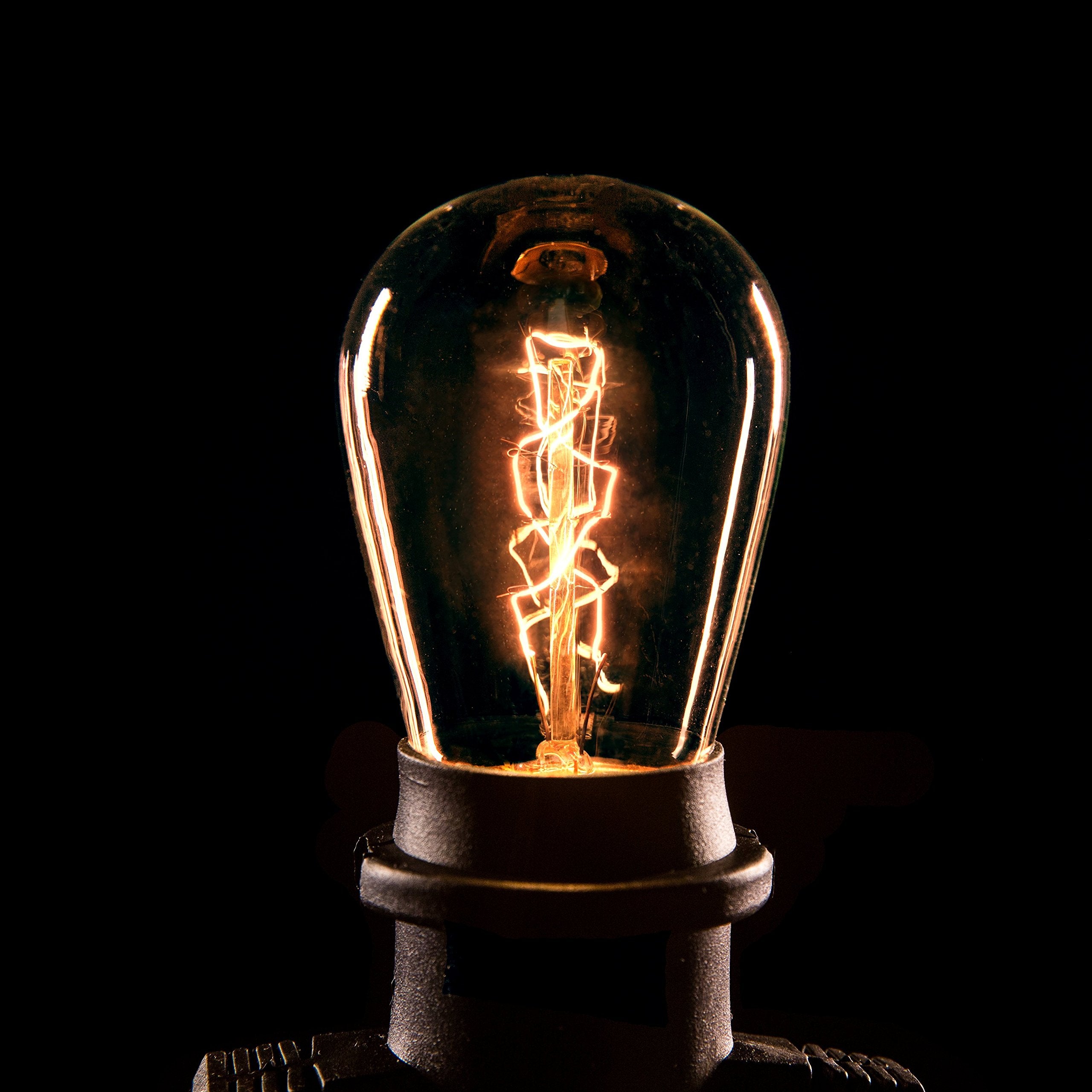 Hometown Evolution  Inc. E26 Outdoor Commercial String Lights With Suspended Socket For Weatherproof Heavy Duty Vintage Outside Lighting (S14 Zig Zag Edison 11 Watt Bulbs  100 Foot 50 Socket)