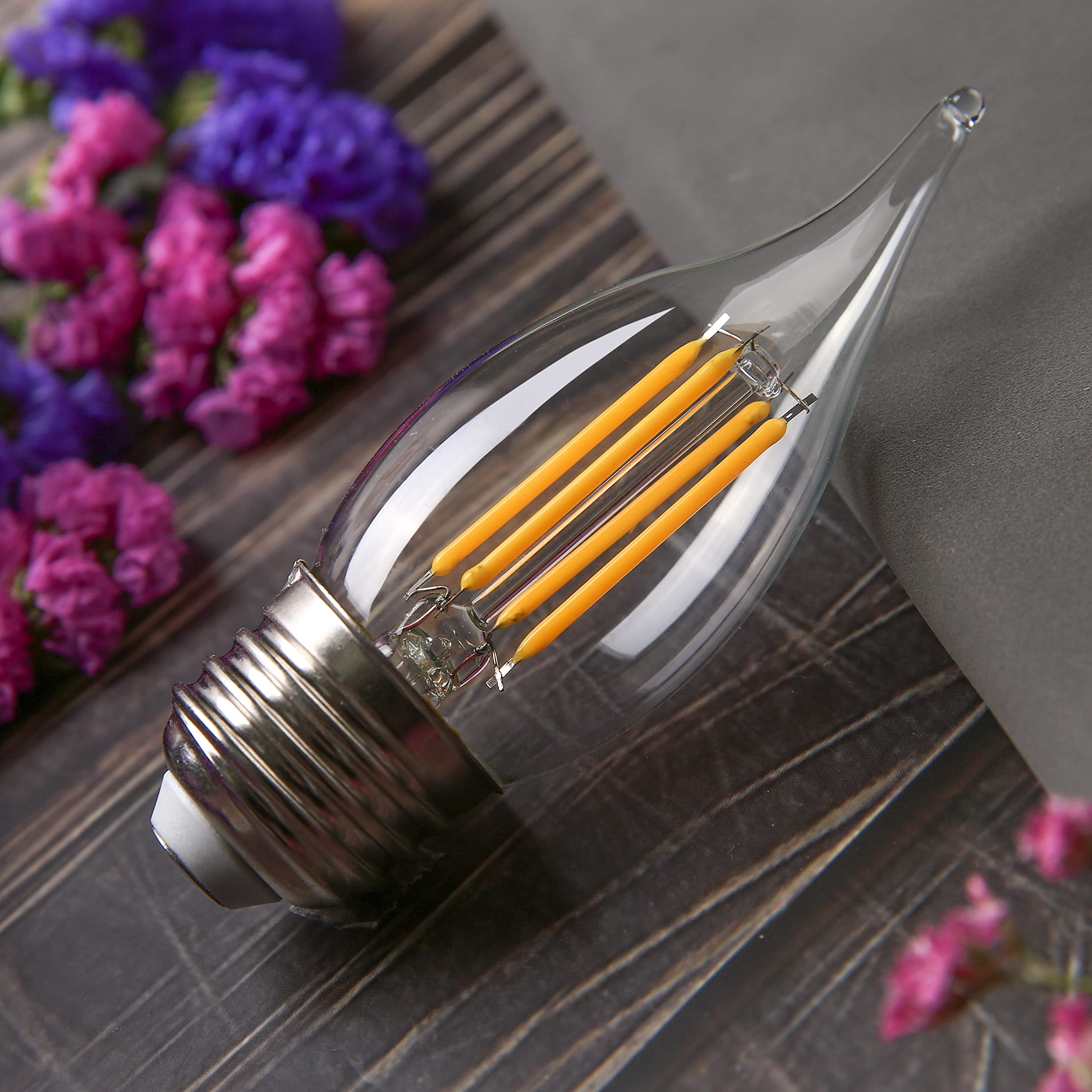 Bort C35/Ca11 Chandelier Led Light Bulbs, Dimmable 4W Equivalent To 40W Led Candelabra Bulbs, 2700K Warm White, E26 Standard Bas