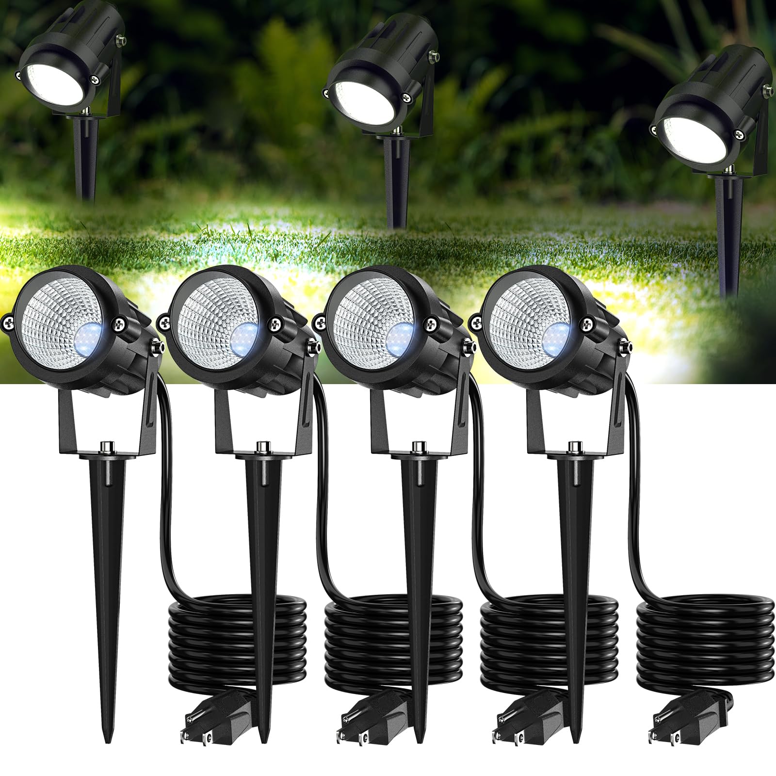 Musuger 1000Lm Outdoor Spot Lights, 10W Led, Ip66 Waterproof, 6500K Daylight, 4