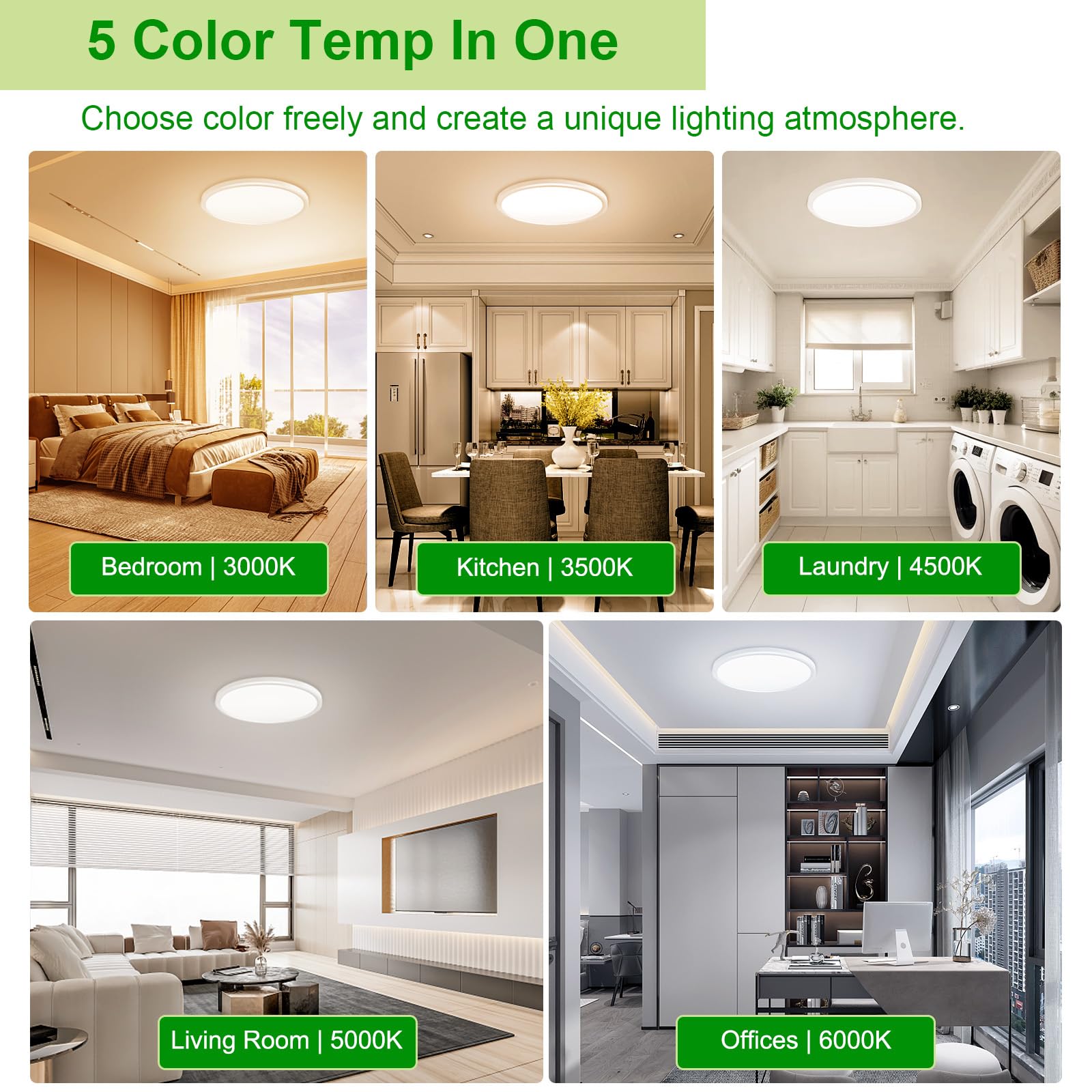 Hunhun 2 Pack 3200Lm Led Flush Mount Ceiling Light 28W 12 Inch 5Cct Adjustable Super Slim 0.87 Inch Round Ceiling Lamp For Bedro