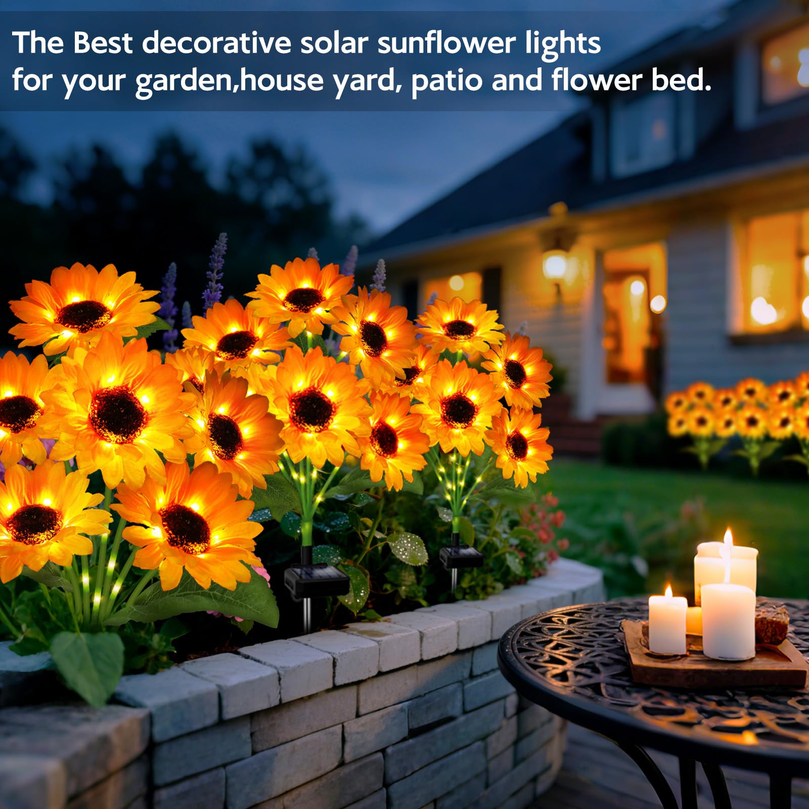 Solar Sunflower Lights Outdoor Garden Decor  Solar Flowers Lights With 18 Sunflowers  Waterproof Fall Decor Stake Decorative Light Auto On/Off For Garden Yard Patio Backyard  Gift For Women (3 Pack)