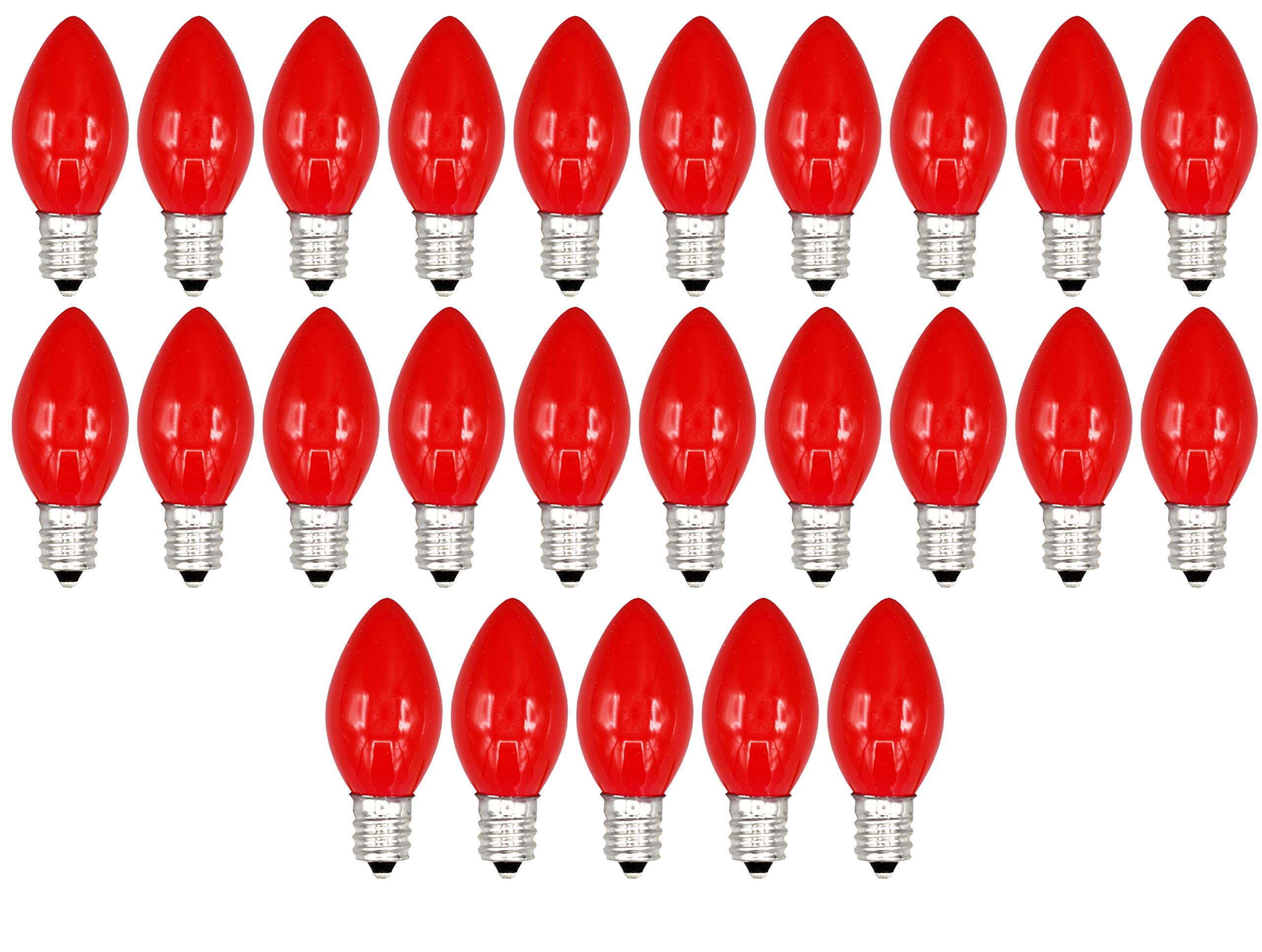 Creative Hobbies® C7 Light Bulbs, 7W Incandescent, Ceramic Opaque Red, 25 Count, Model 3228A