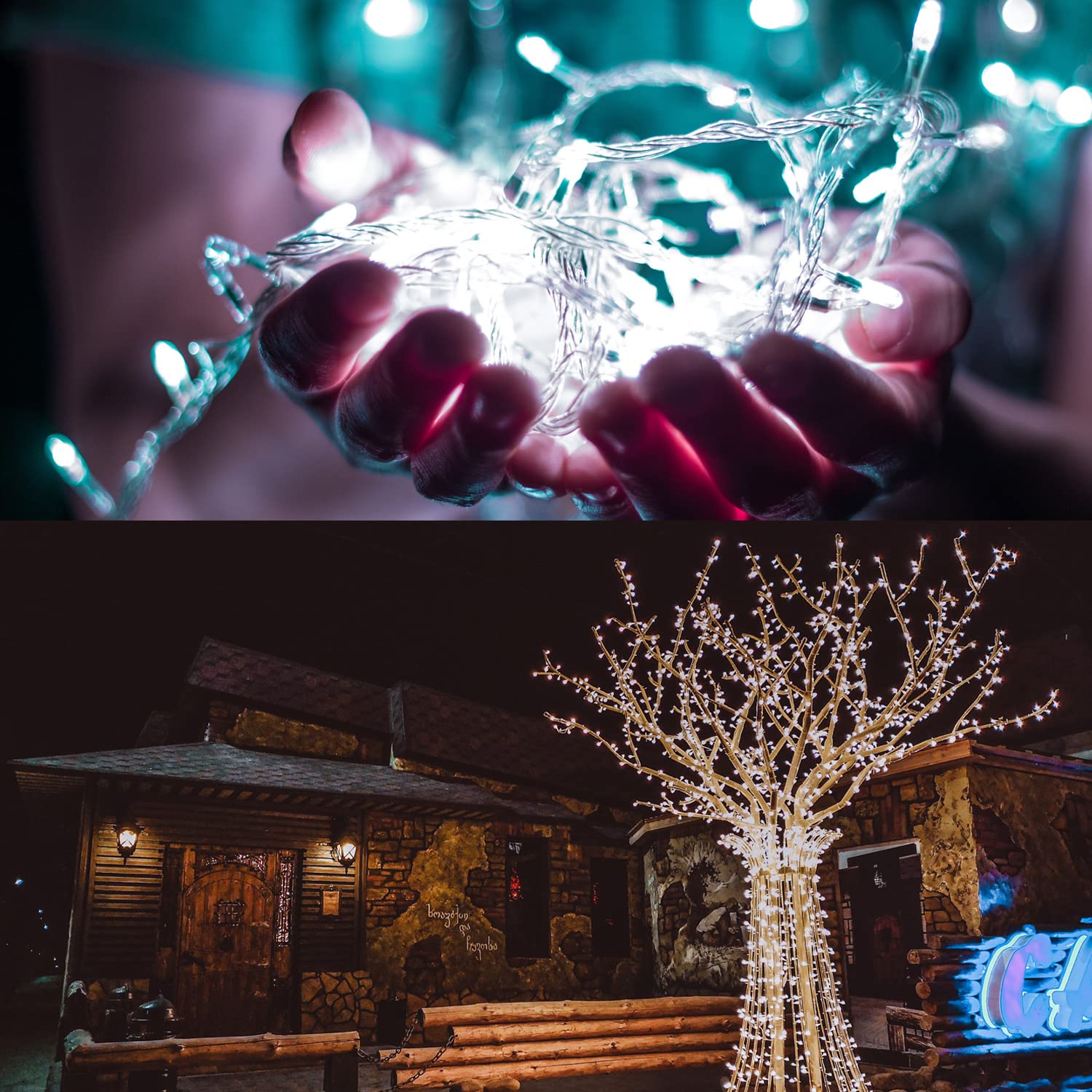 Liopeed 42Ft Battery Operated String Lights, 120 Led Waterproof Fairy Lights, Cool White