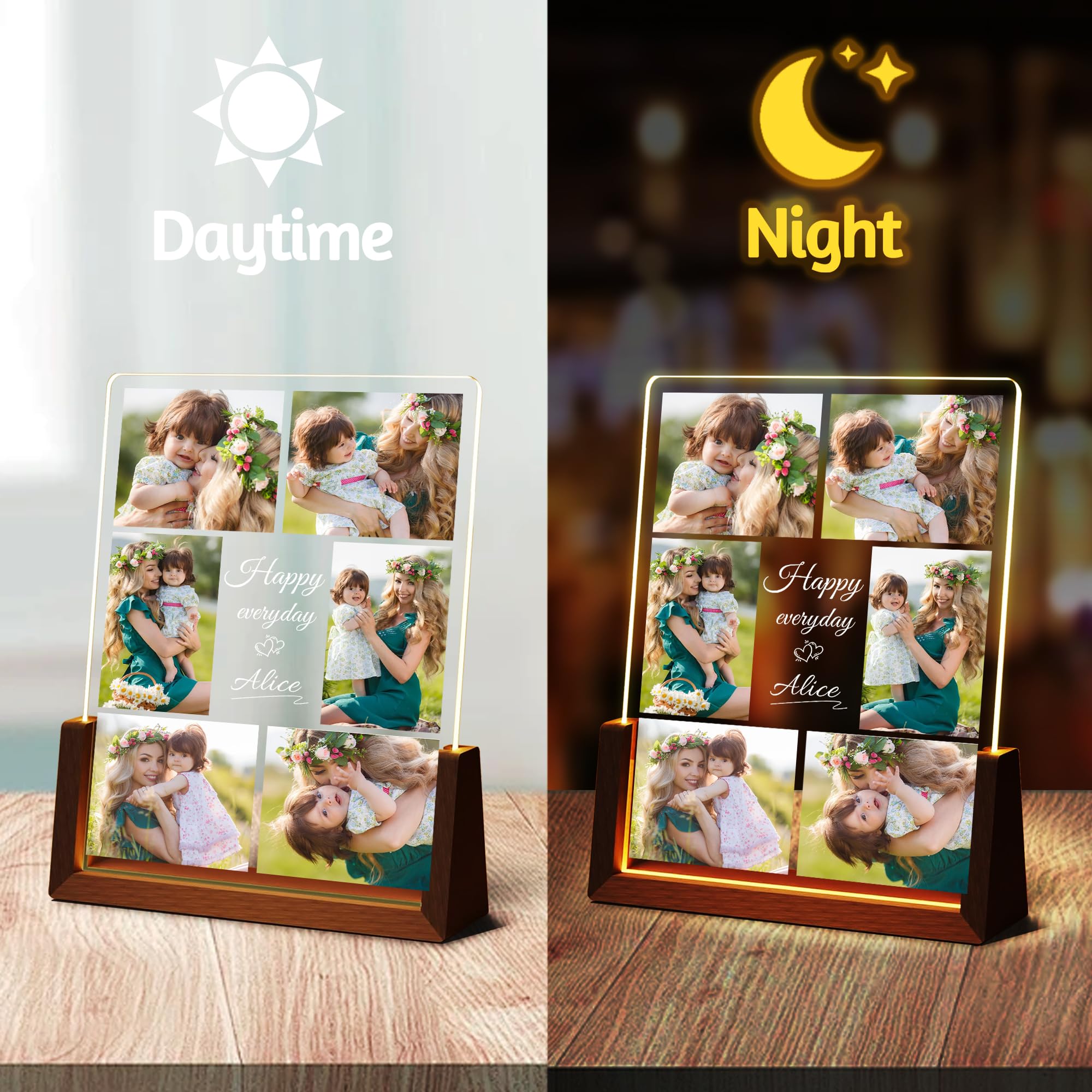 Maiwell Personalized Mothers Day Birthday Gifts For Mom Grandma Wife  Customized Mom Christmas Gifts From Daughter Son Husband  Acrylic Led Night Light Picture Frame With Photo Custom Gift For Women