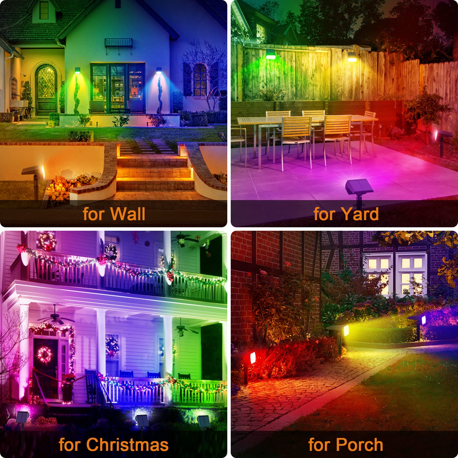 Flaow Solar Spot Lights Outdoor, 10 Pack Color Changing Ip65 Waterproof Landscape Lights