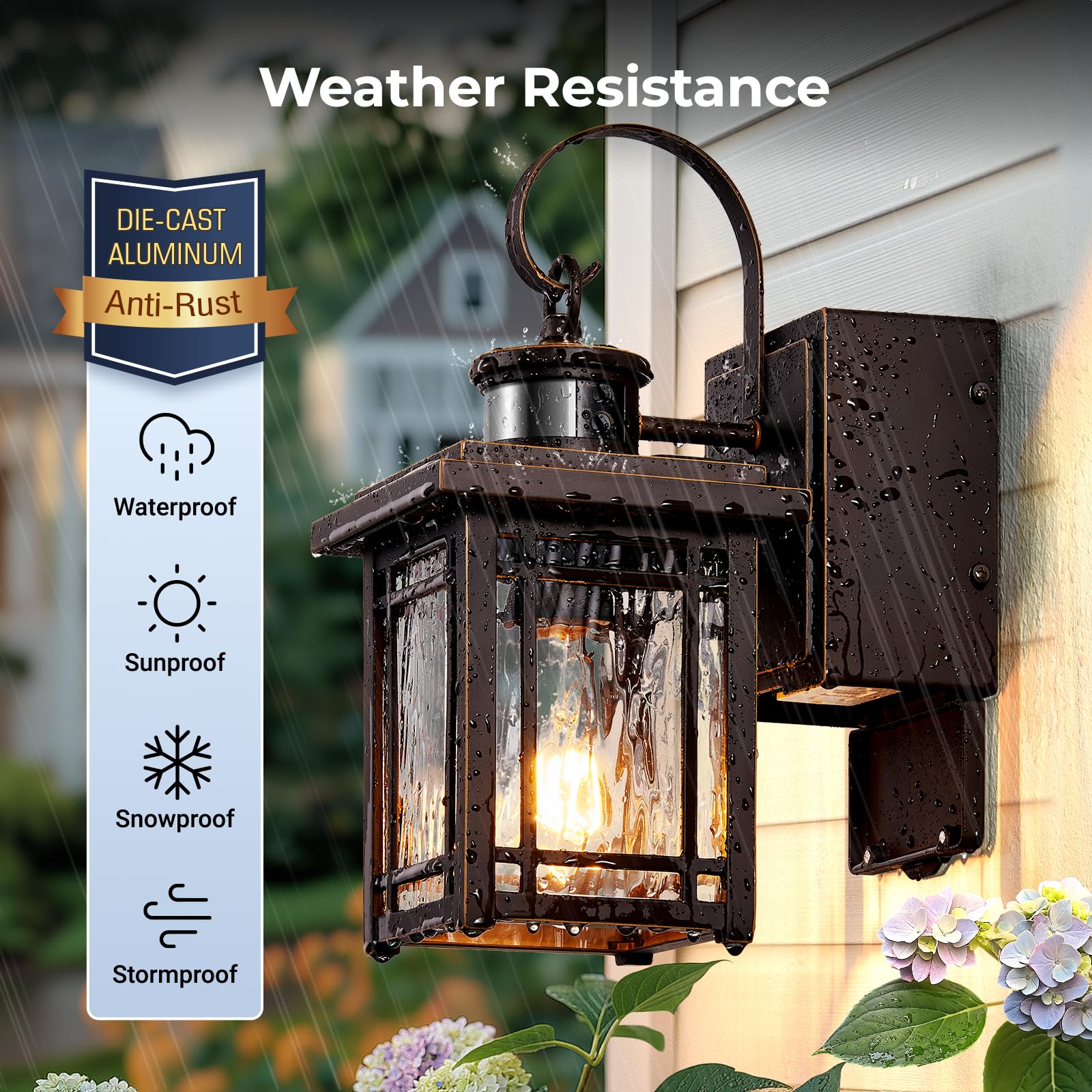 Opaxis 2-Pack Porch Light With Gfci Outlet  Motion Sensor Outdoor Wall Light Wall Mount  Oil Rubbed Bronze Exterior Lighting Fixtures  Anti-Rust Outdoor Lantern Wall Sconce For Garage  Patio  Balcony