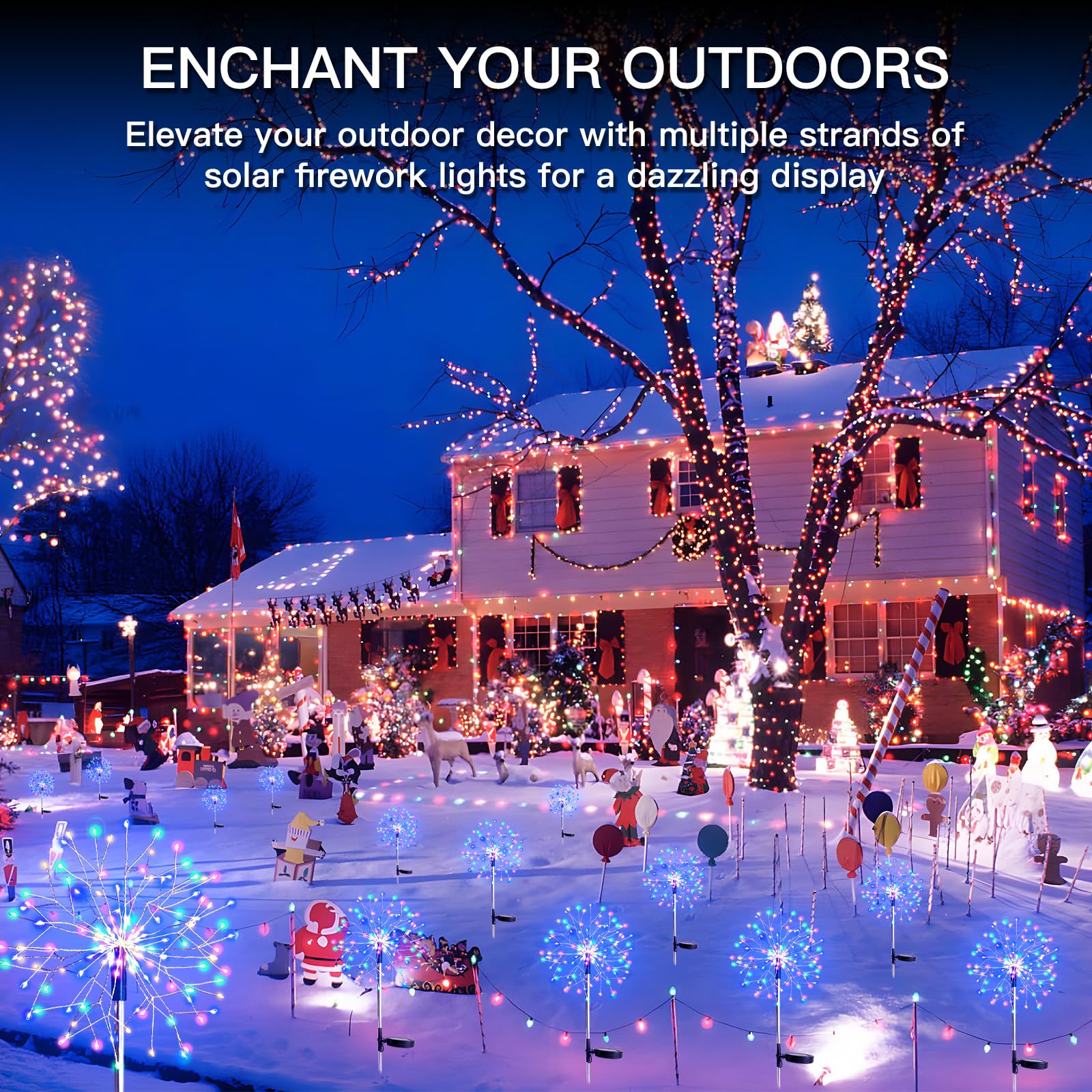 SUDDUS 2 Pack Solar Garden Lights, 150LED Waterproof Firework Fairy Lights, Multicolor for Yard, Garden, Party, Patio, Pathway