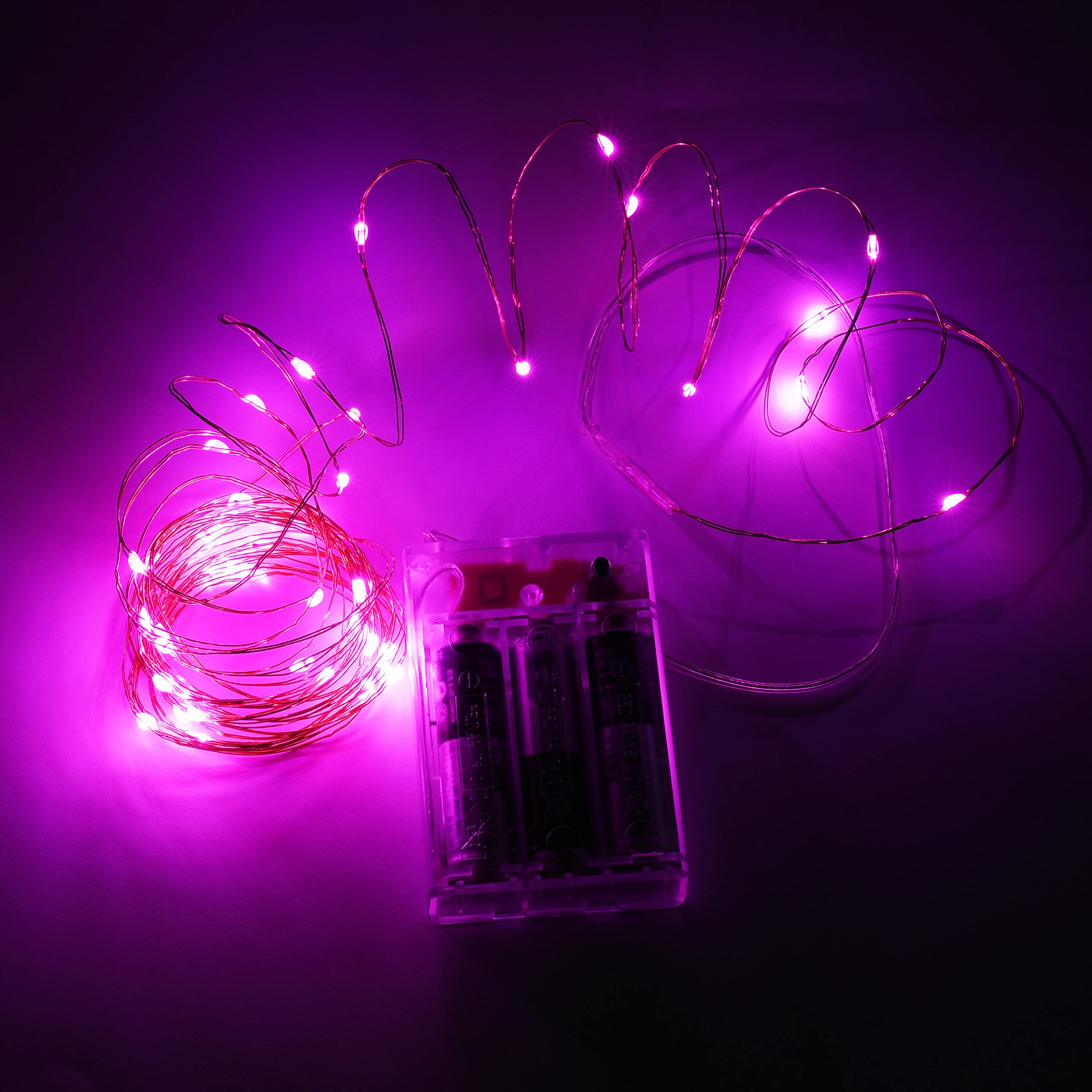 Karlling Pink Fairy Lights Battery Operated, 16Ft 50 LED Copper Wire String Lights with Timer, 8 Modes Twinkle Lights for Bedroo