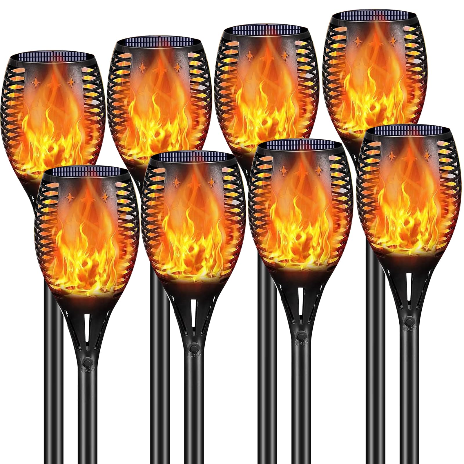 YoungPower Solar Outdoor Torch Lights Flickering Flame, 43'' Outdoor Path Lights Waterproof Torch for Garden Yard Patio, 8 Pack
