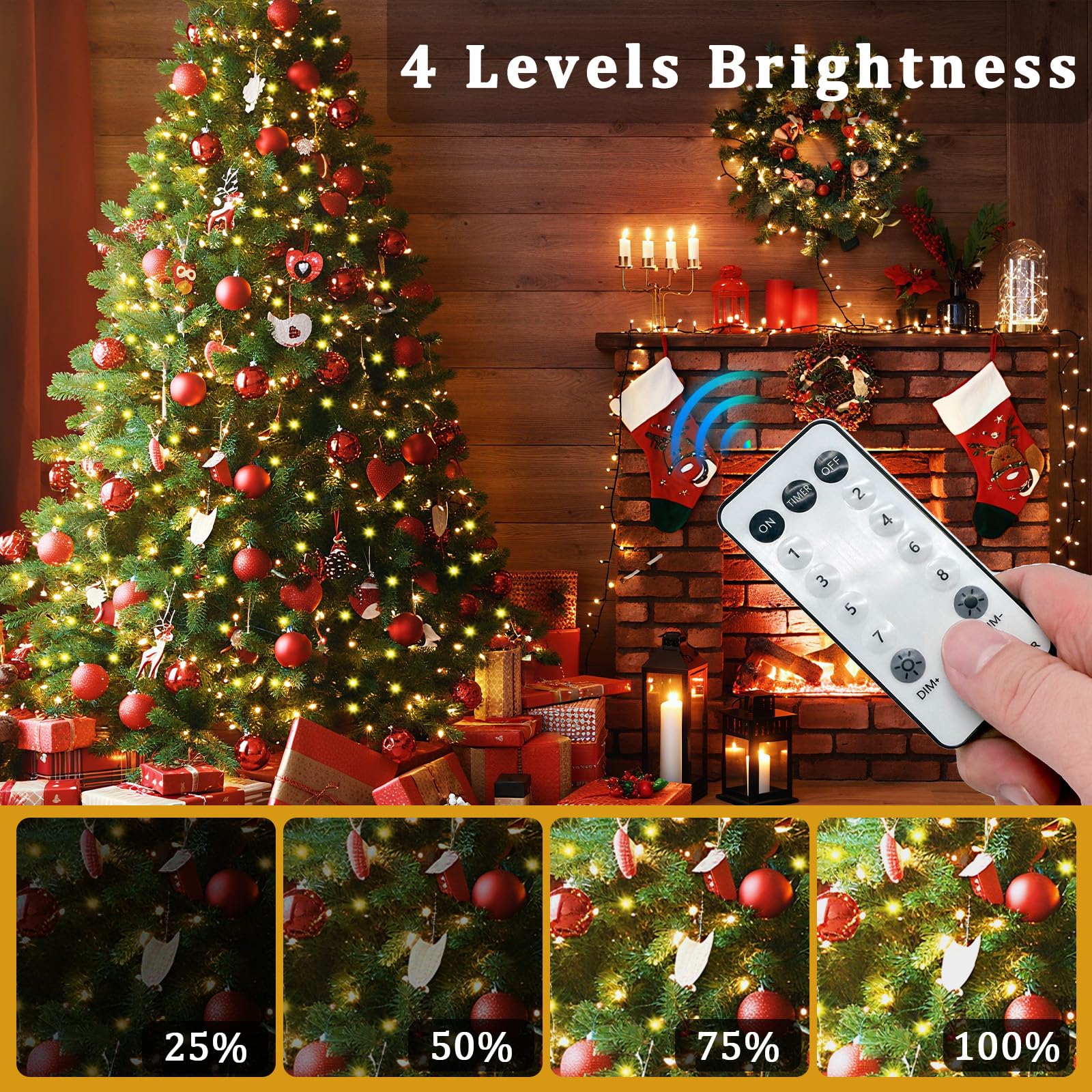 Lurious Christmas Tree Lights 532 LEDs 8.2Ft Warm White Dimmable 8 Modes Timer for 6-8Ft Trees Model SW-LSL-02-410