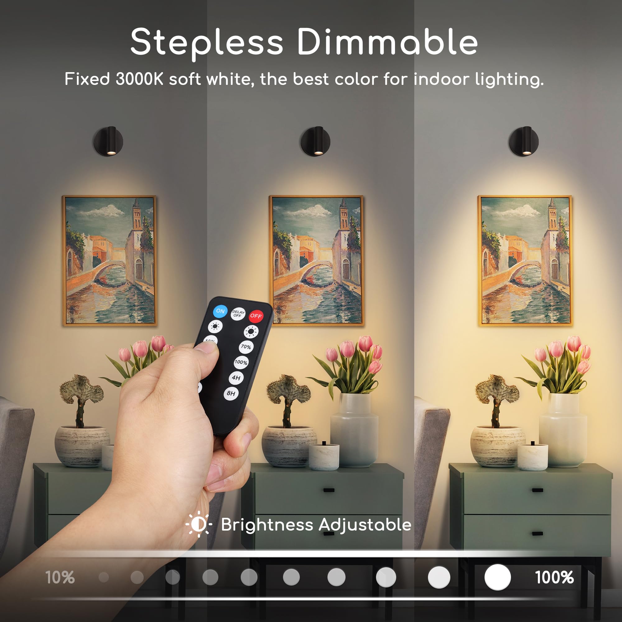 Urtom Led Wireless Spotlights Indoor With Remote Rechargeable Uplights Indoor With Timer Dimmable Cri 90+ Picture Light Battery