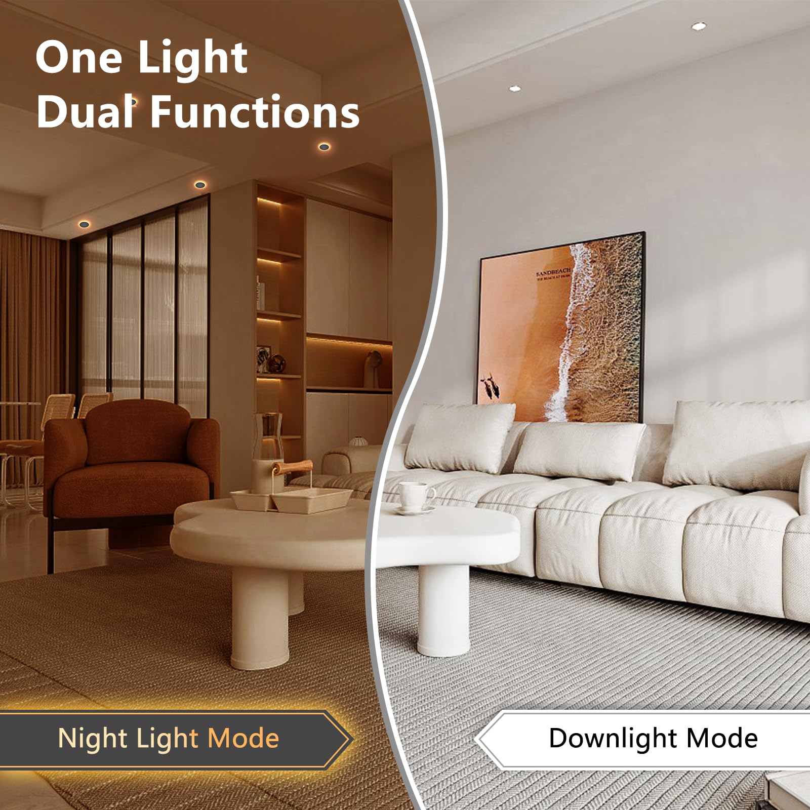 CycevSun 3 Inch Recessed LED Lights, Dimmable, 5CCT, Aluminum, White, 12-Pack, ETL & IC Rated
