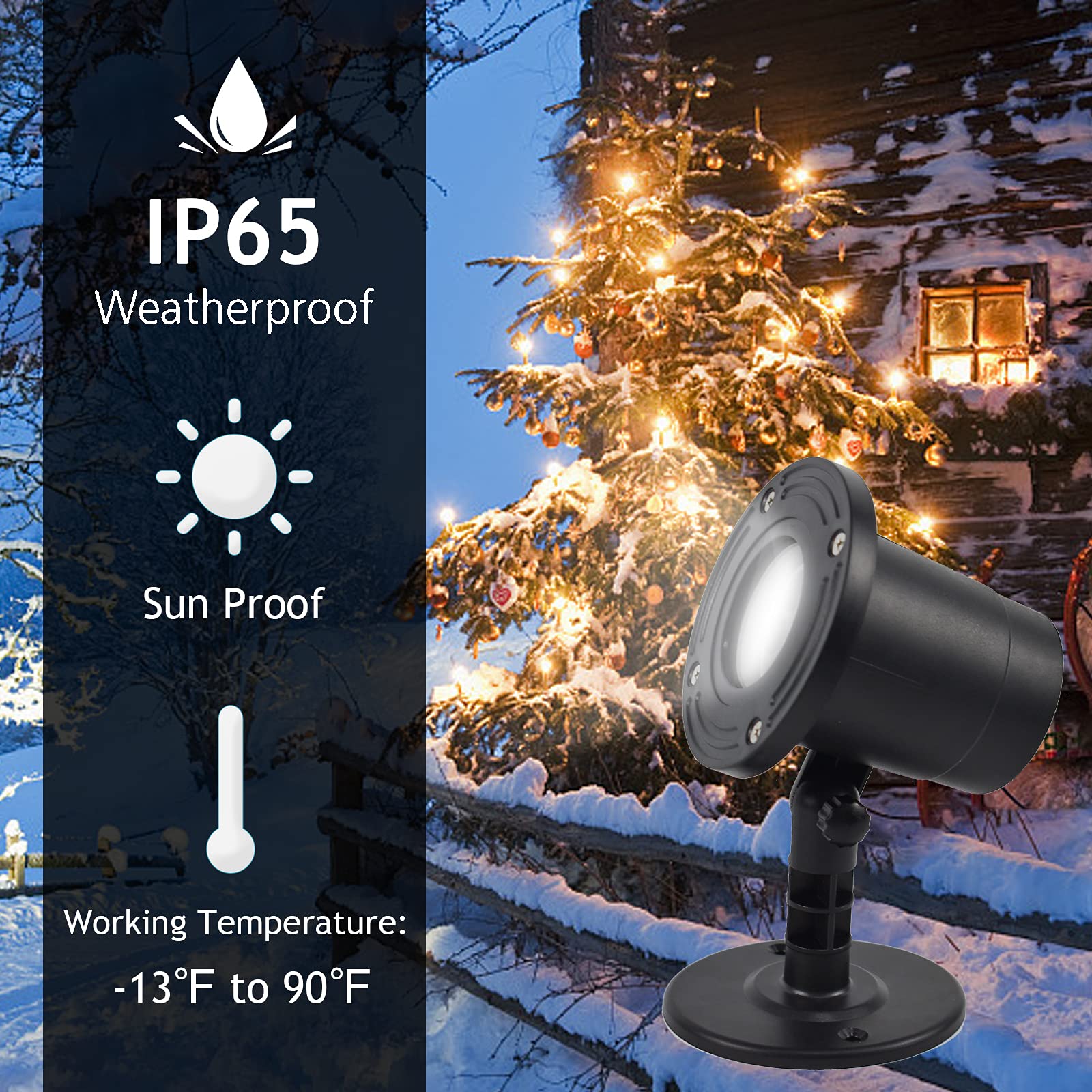 Forchic Christmas Snowflake Projector Lights, Weatherproof Led Outdoor Decorative Lighting