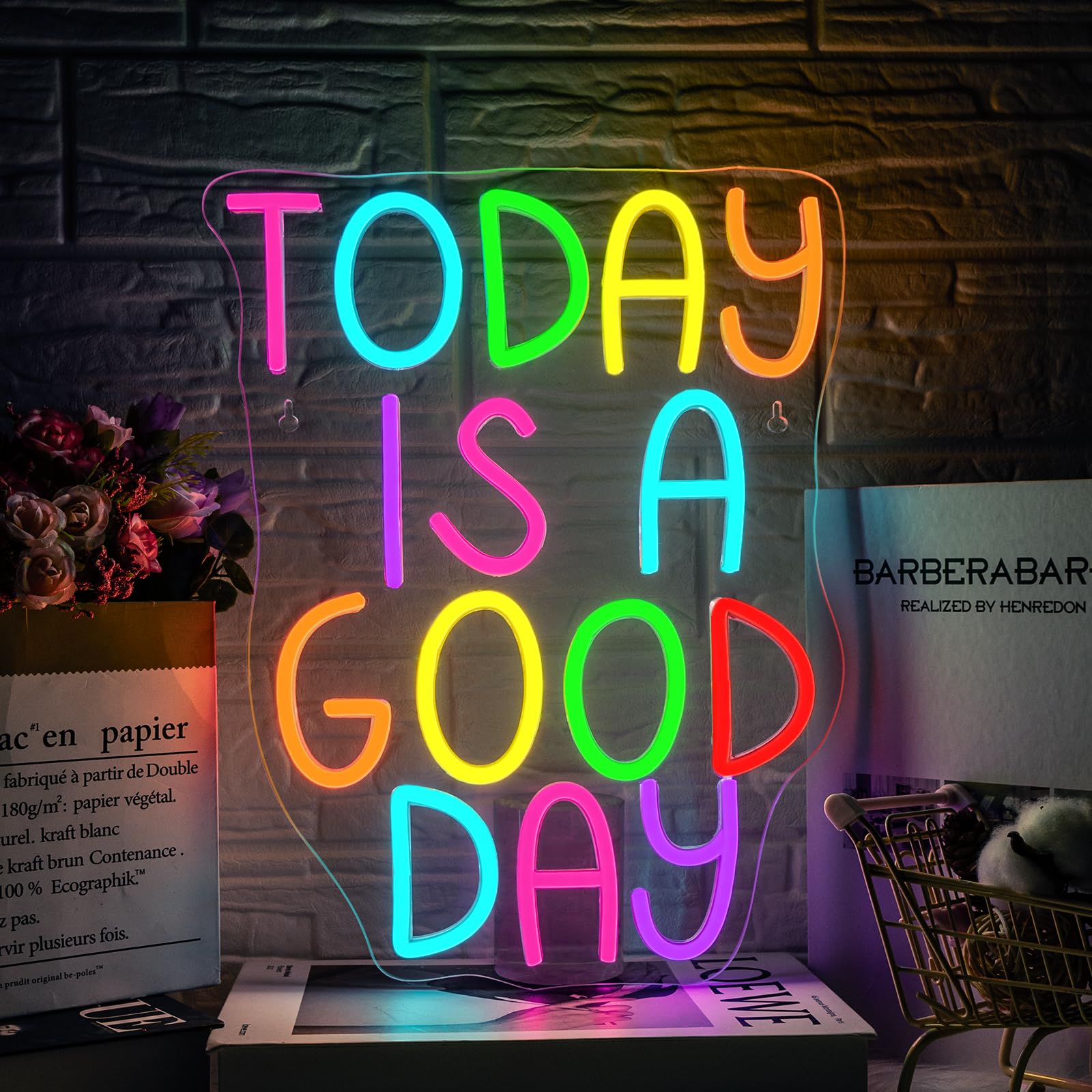 Looklight Today Is A Good Day Neon Signs For Wall Decor Led Light Sign Decoration For Bar Cafe Shop Restaurant Hotel Bedroom Celebrate Party Best Gift For Family Lovers