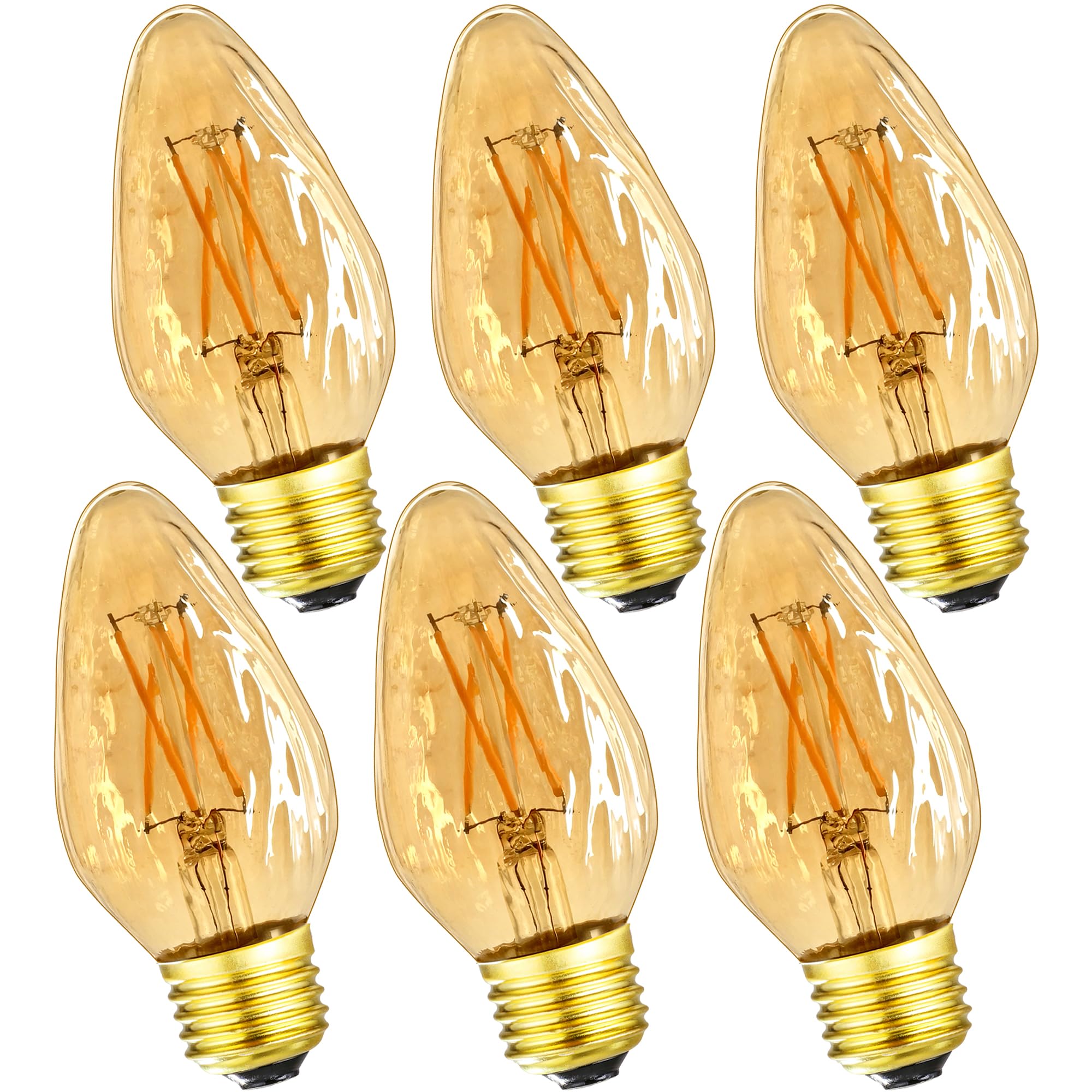 Leools E26 Vintage Edison Bulbs 6W Dimmable Led Bulbs 2700K Amber Warm White 600Lm 6 Pack 120V Ac E26 Medium Base Light Bulbs Fo