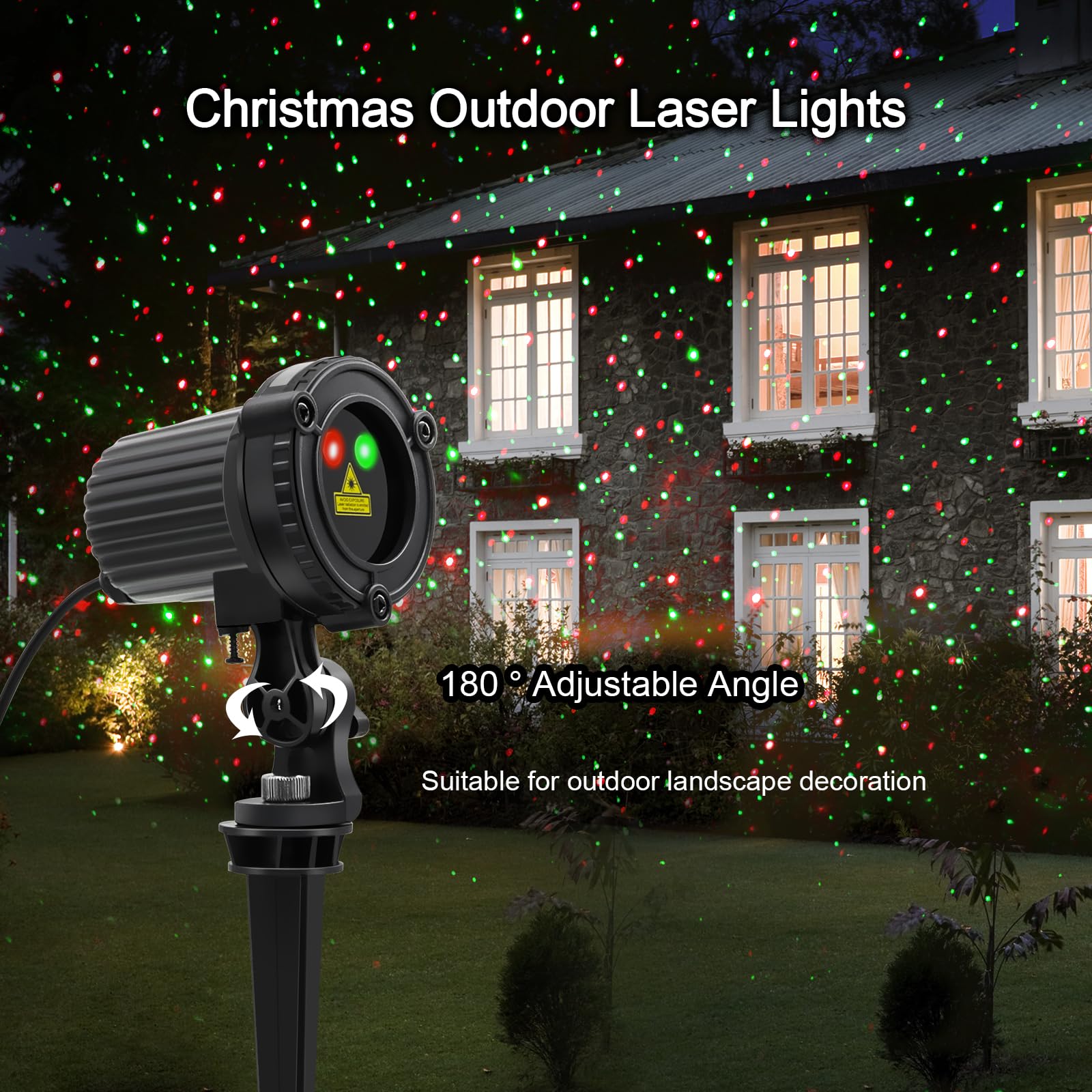 Herhoter Christmas Laser Lights Outdoor,Red And Green Moving Outdoor Laser Light, Waterproof Garden House Decoration Laser Chris