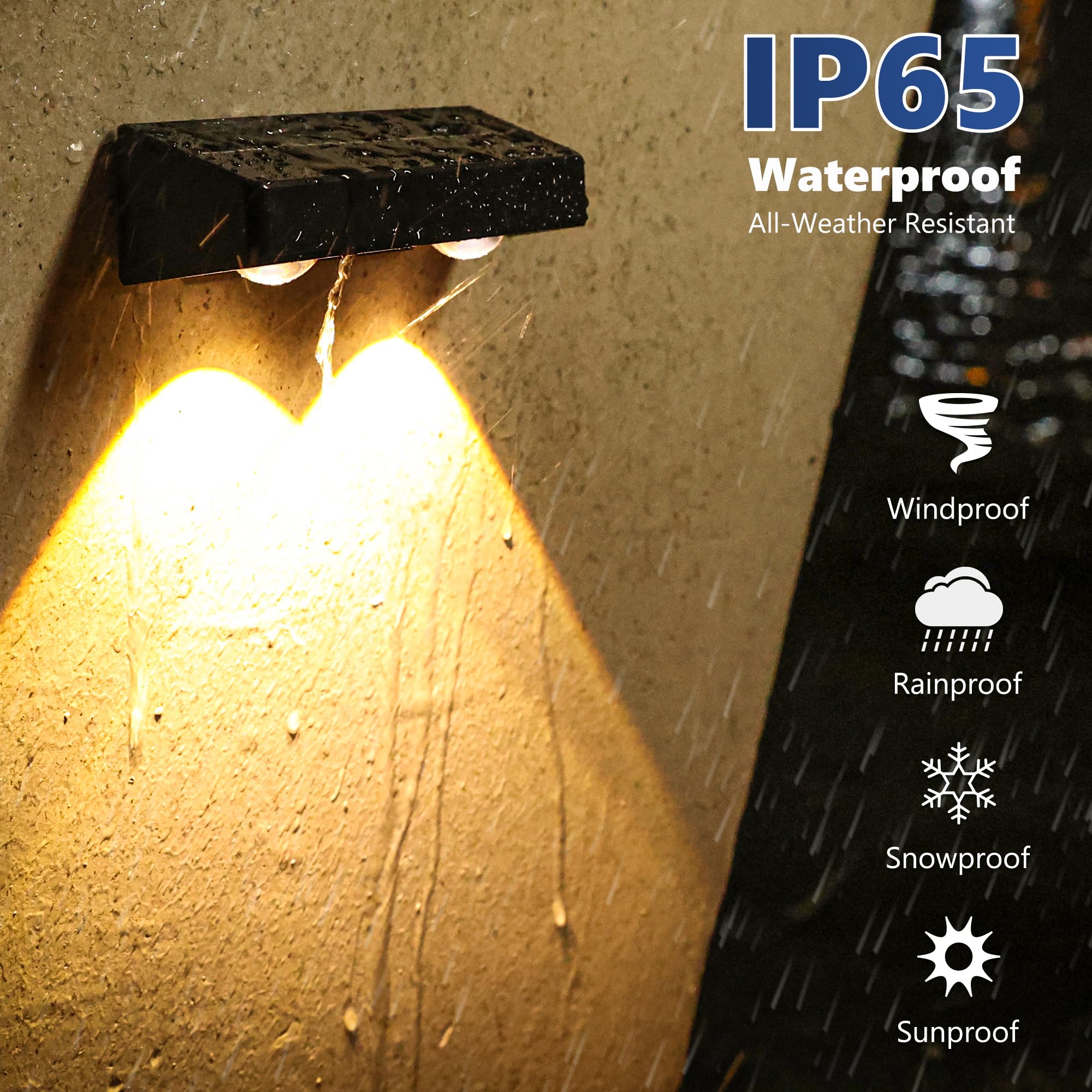 Brizled 12 Pack Solar Fence Lights, Rgb + Warm White + Cool White Outdoor Solar Wall Lights, 11 Modes Color Changing Deck Light