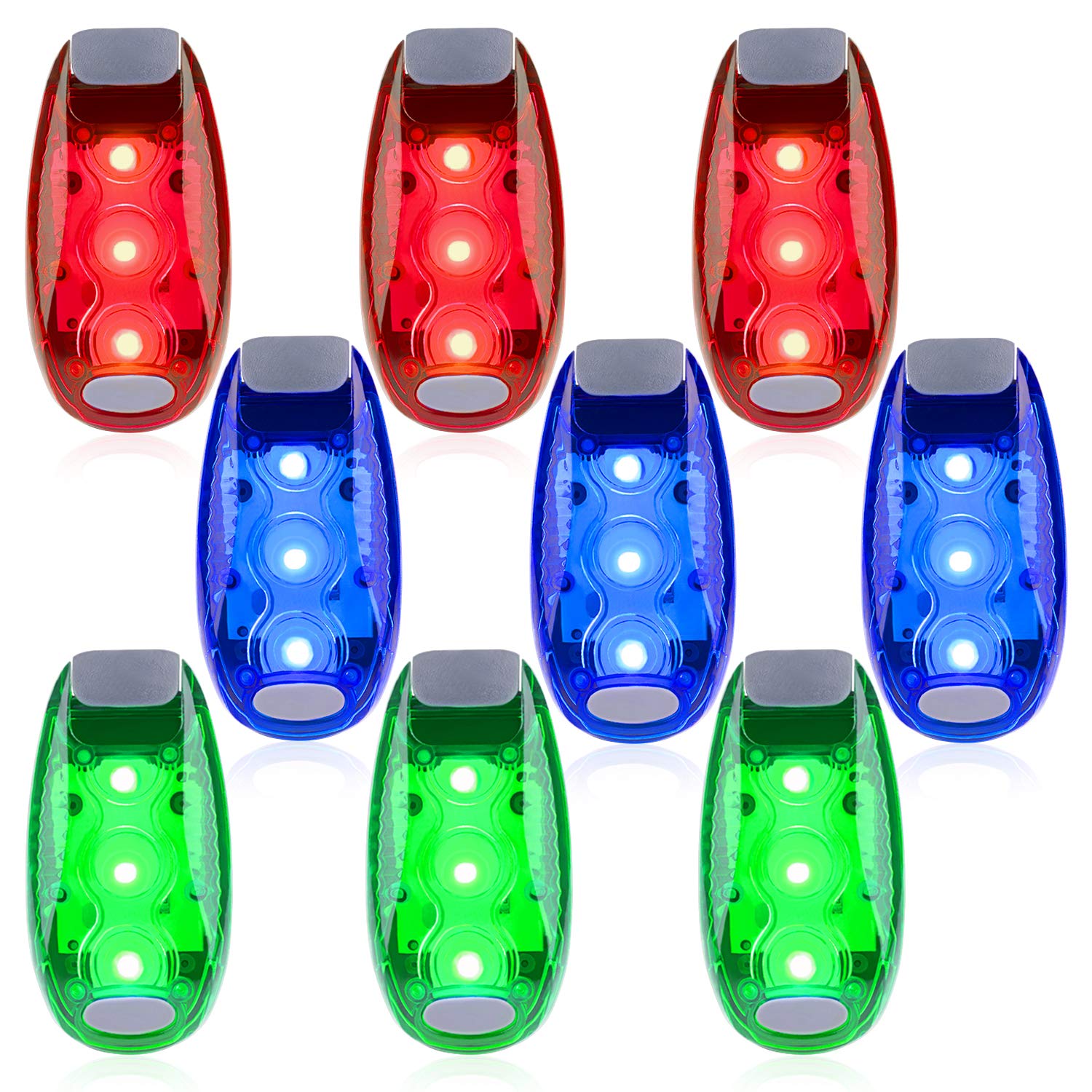 Awpeye 9 Pack LED Safety Lights, High Visibility Strobe for Running, Clip-On, Multicolor, Model 9GEHSJSD
